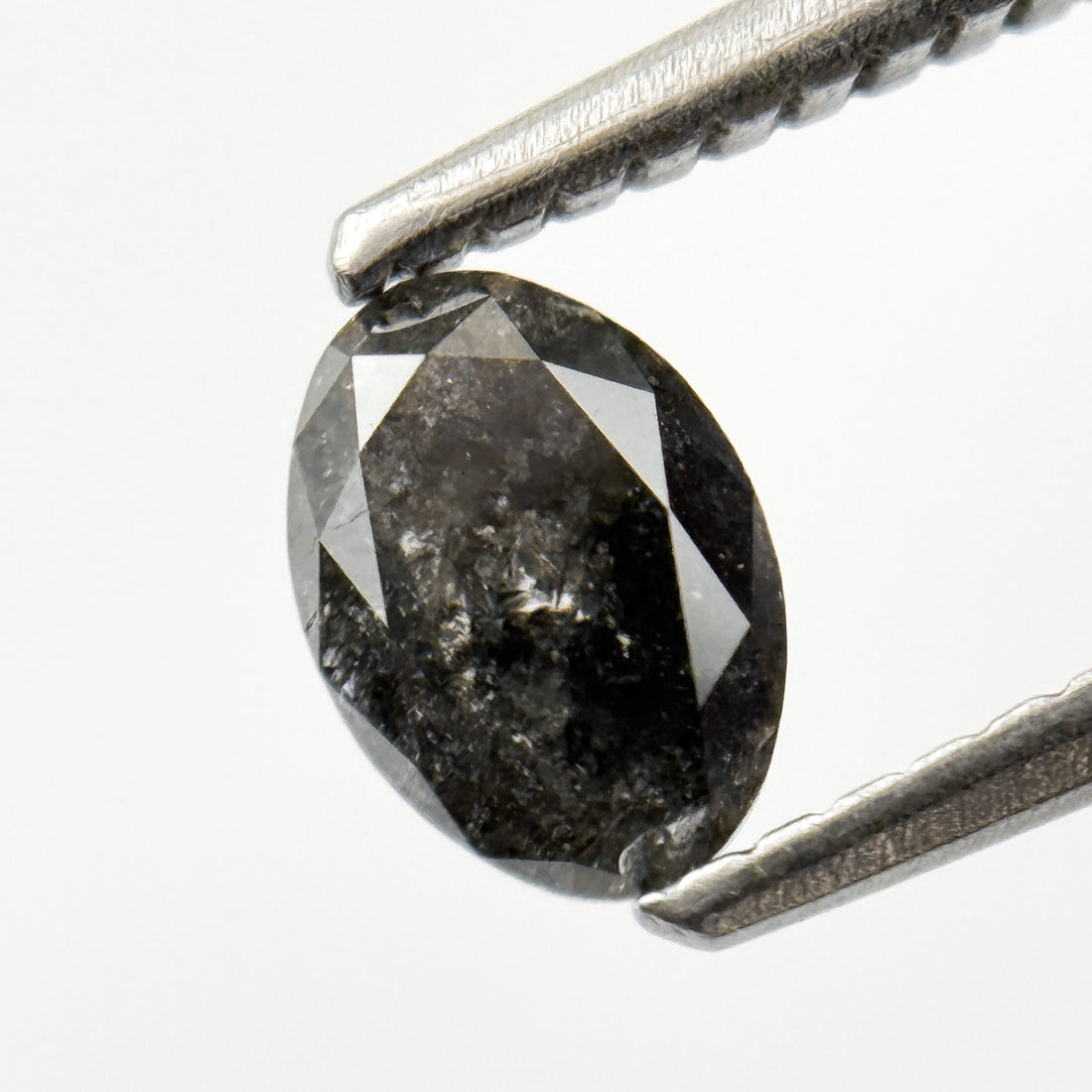 0.58 Ct Oval Rose Cut Grey Black Natural Salt and Pepper Diamond