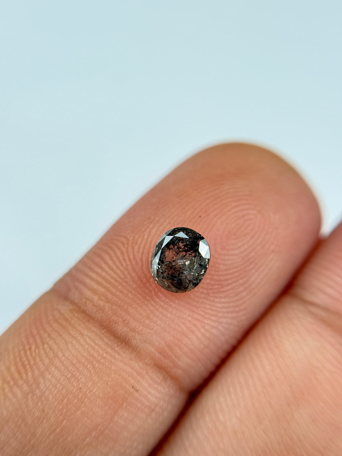 0.73 Ct Cushion Rose Cut Grey Natural Salt and Pepper Diamond