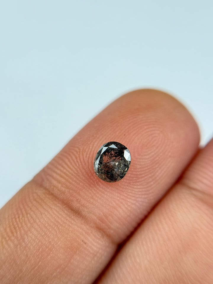 0.73 Ct Cushion Rose Cut Grey Natural Salt and Pepper Diamond