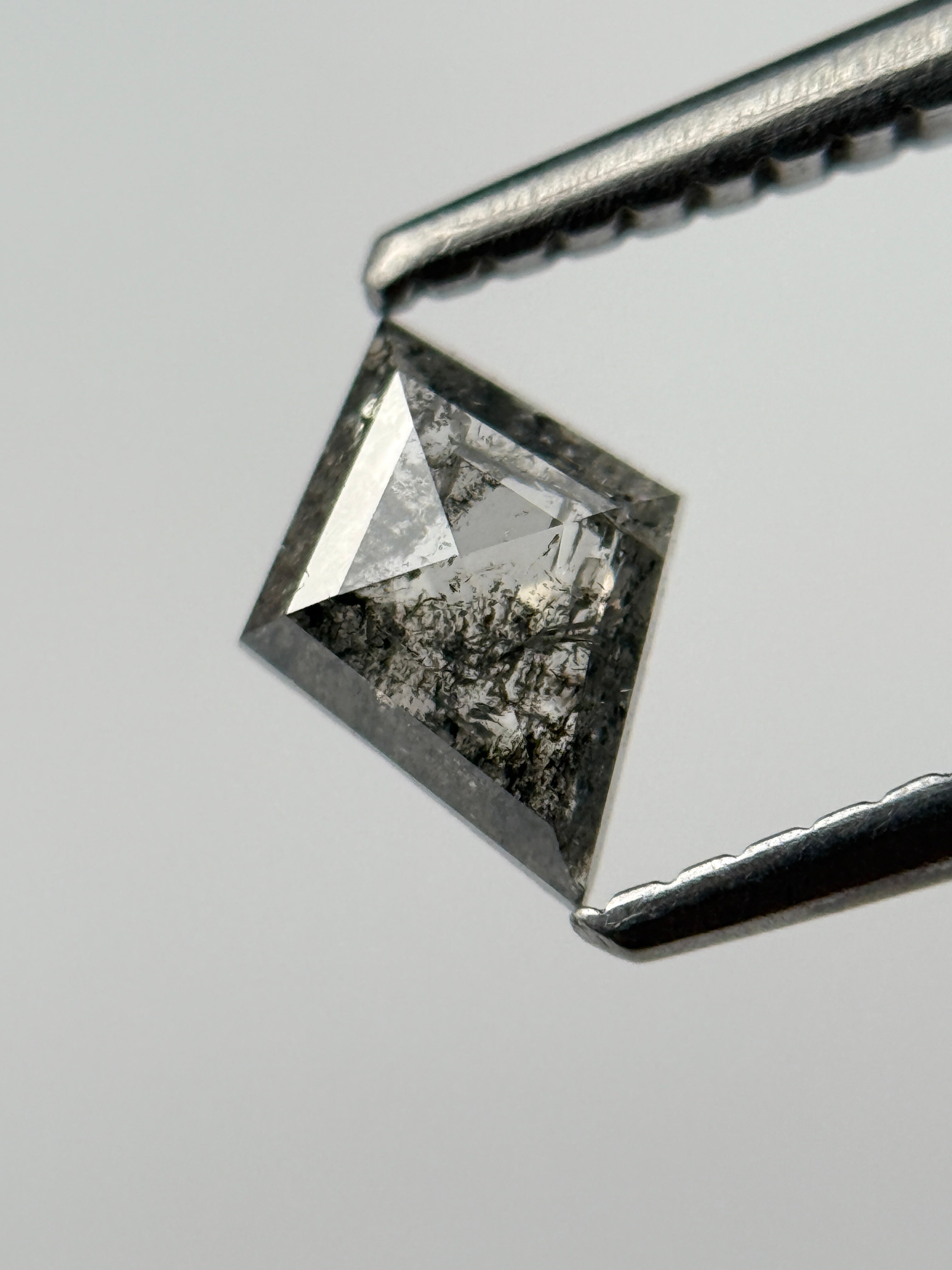 0.40 Ct Kite Rose Cut Grey Natural Salt and Pepper Diamond