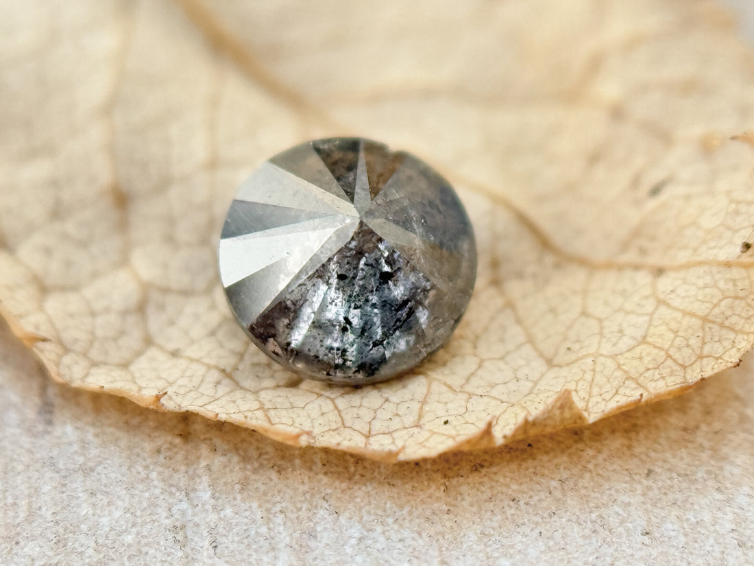 0.49 Ct Round Brilliant Cut Grey Natural Salt and Pepper Diamond