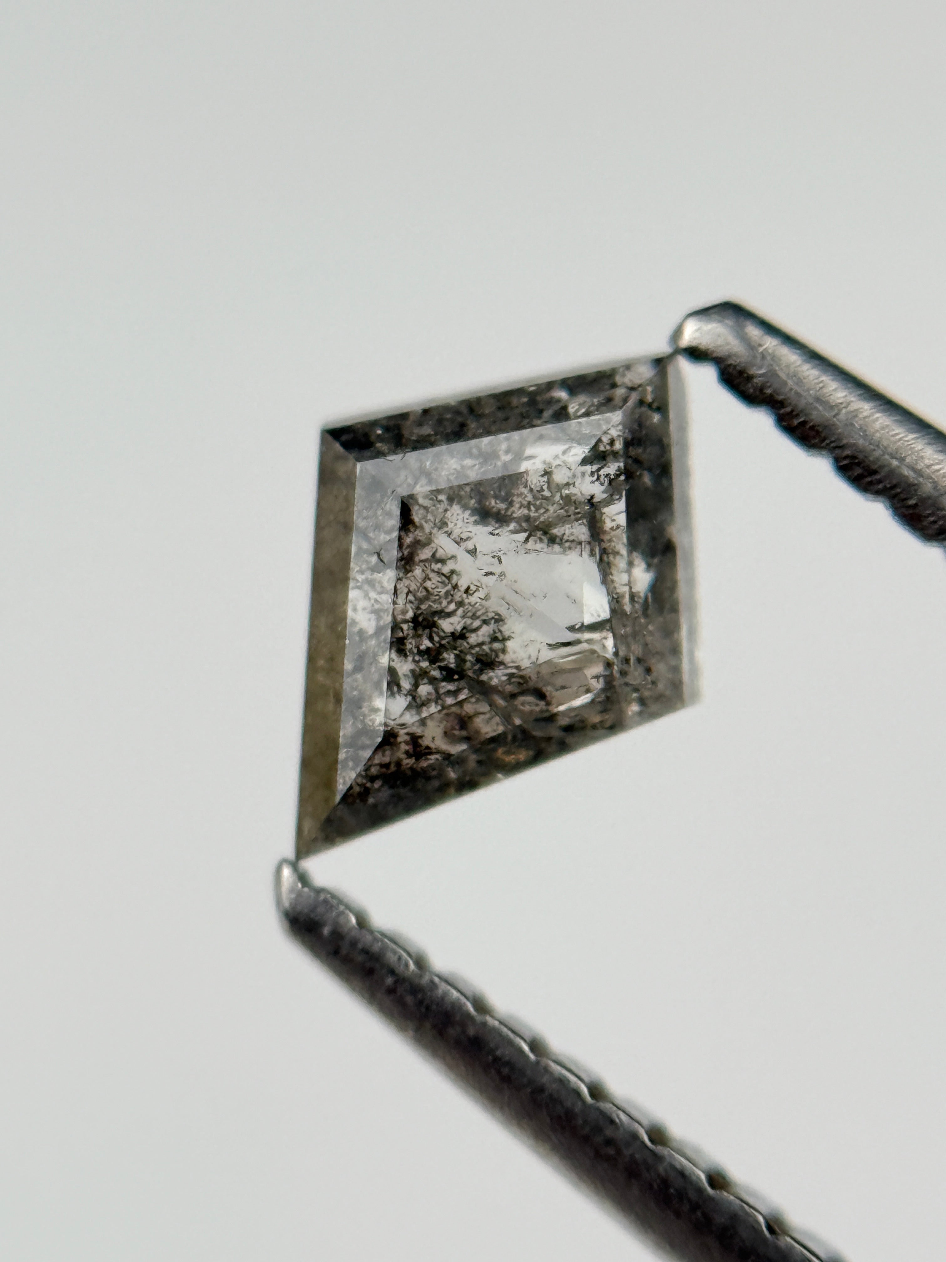 0.40 Ct Kite Rose Cut Grey Natural Salt and Pepper Diamond