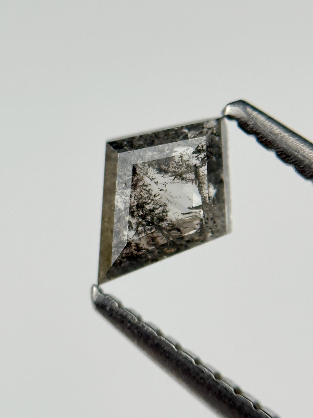0.40 Ct Kite Rose Cut Grey Natural Salt and Pepper Diamond
