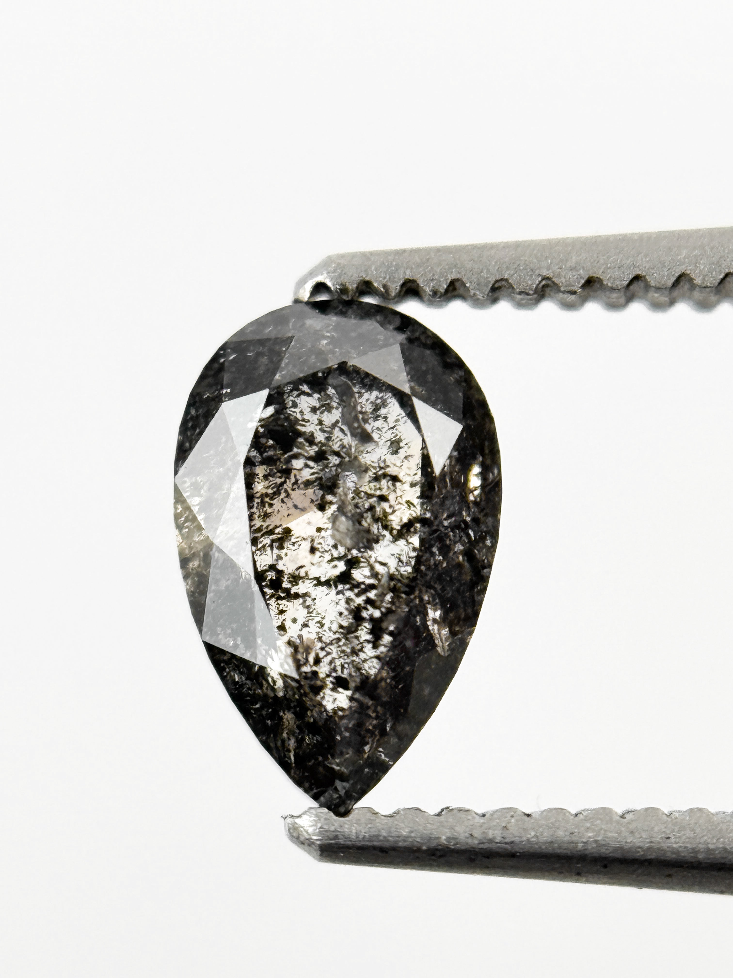 0.76 Ct Pear Rose Cut Grey Natural Minimalist Diamond