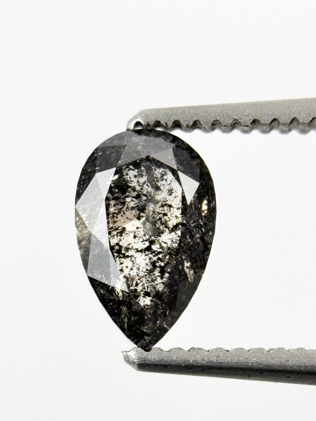 0.76 Ct Pear Rose Cut Grey Natural Minimalist Diamond
