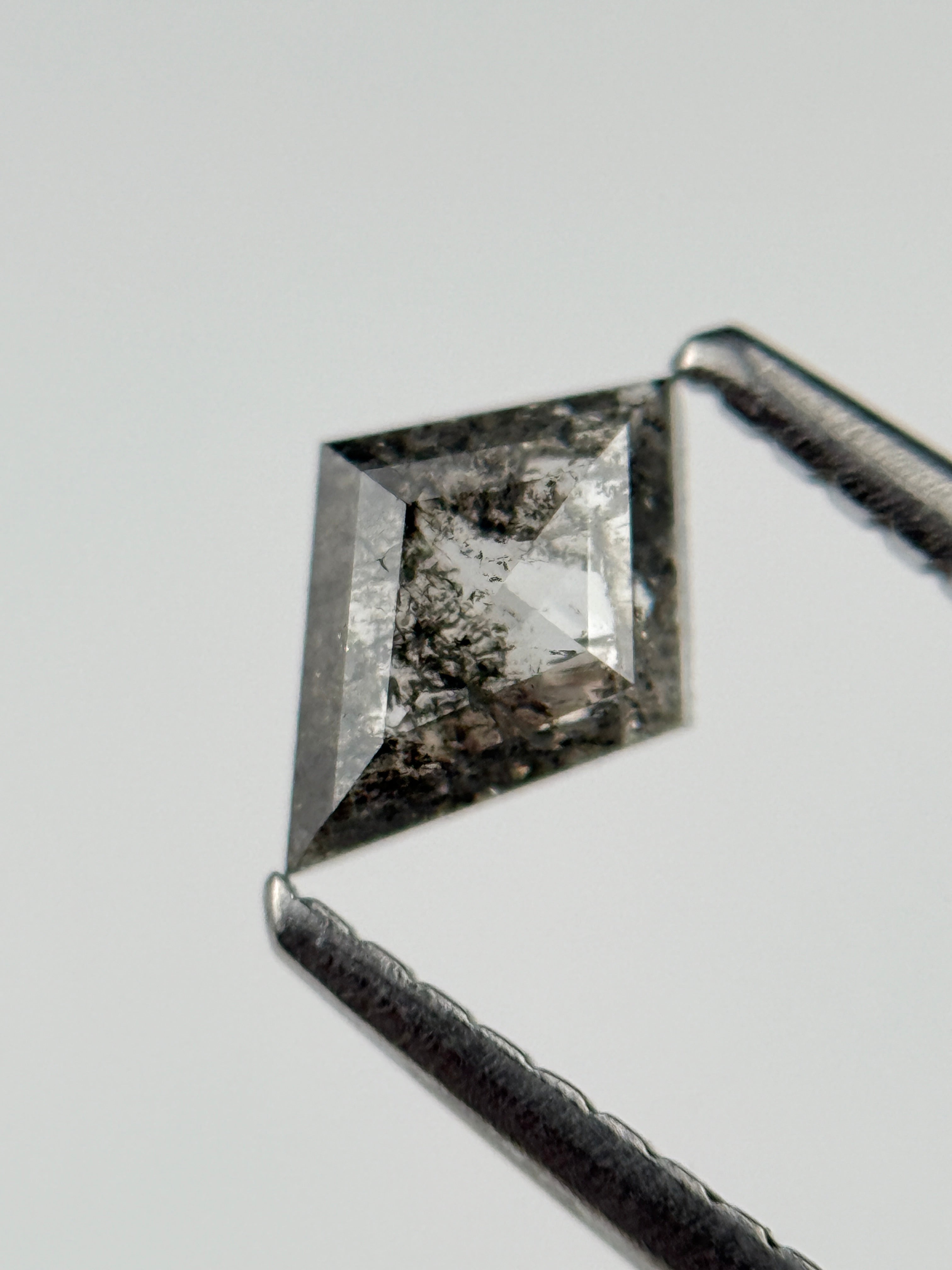 0.40 Ct Kite Rose Cut Grey Natural Salt and Pepper Diamond