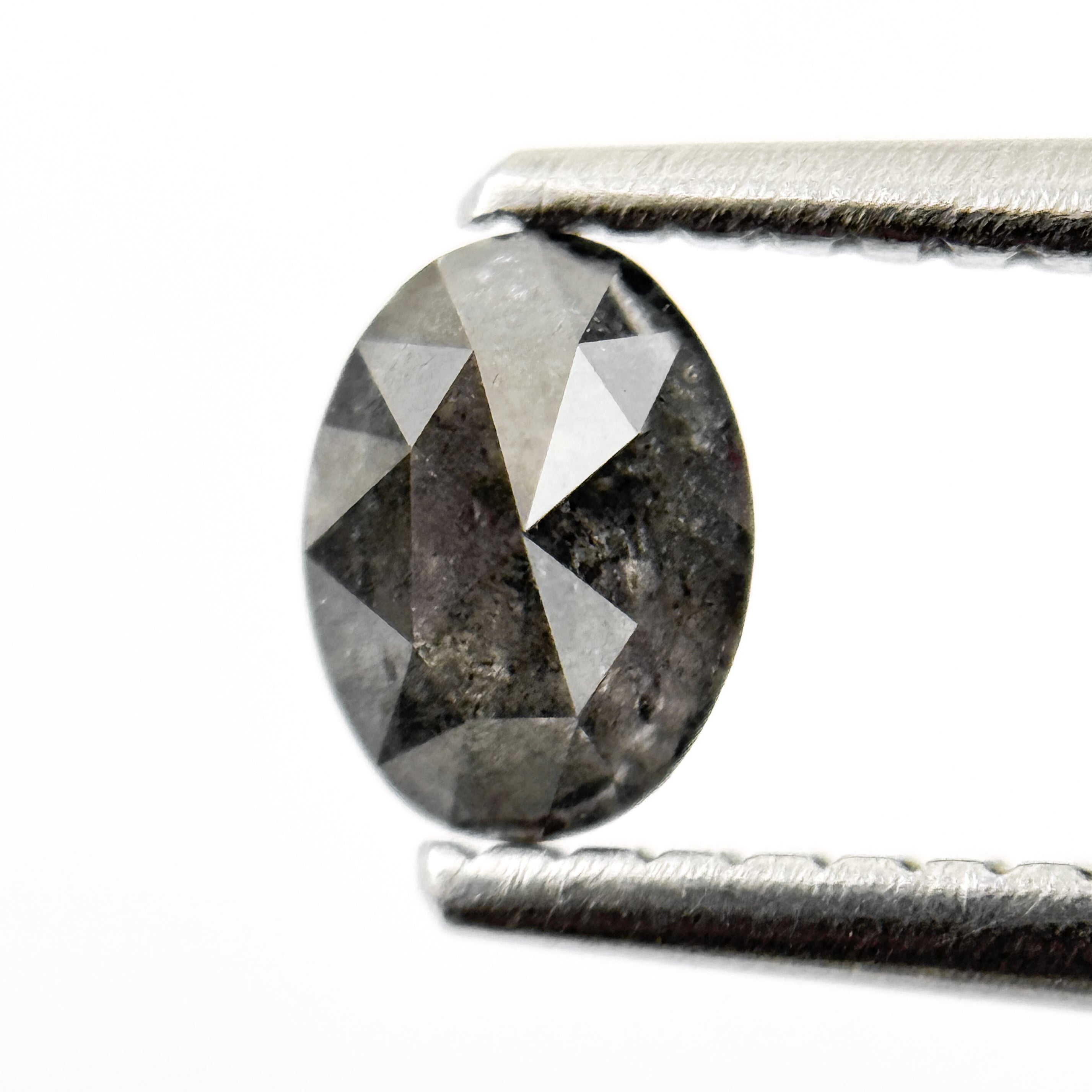 0.48 Ct Oval Rose Cut Grey Natural Salt and Pepper Diamond