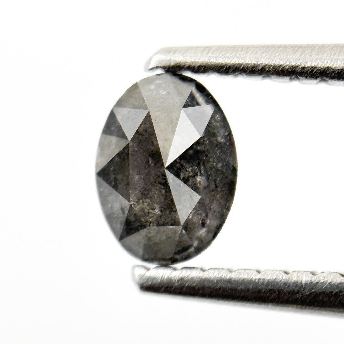 0.48 Ct Oval Rose Cut Grey Natural Salt and Pepper Diamond