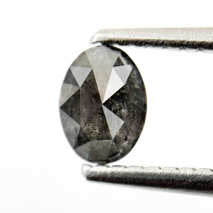 0.48 Ct Oval Rose Cut Grey Natural Salt and Pepper Diamond