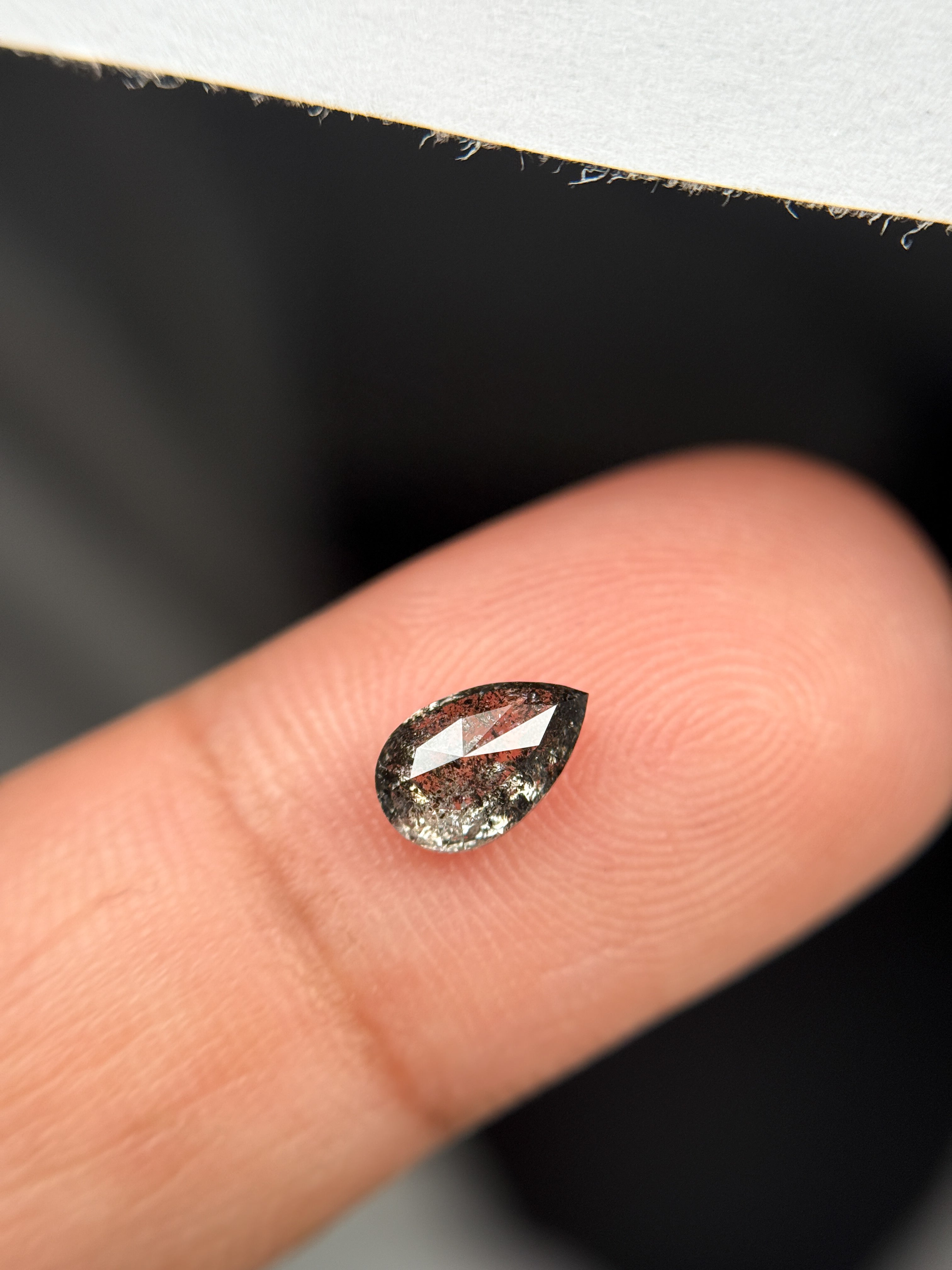 0.76 Ct Pear Rose Cut Grey Natural Minimalist Diamond