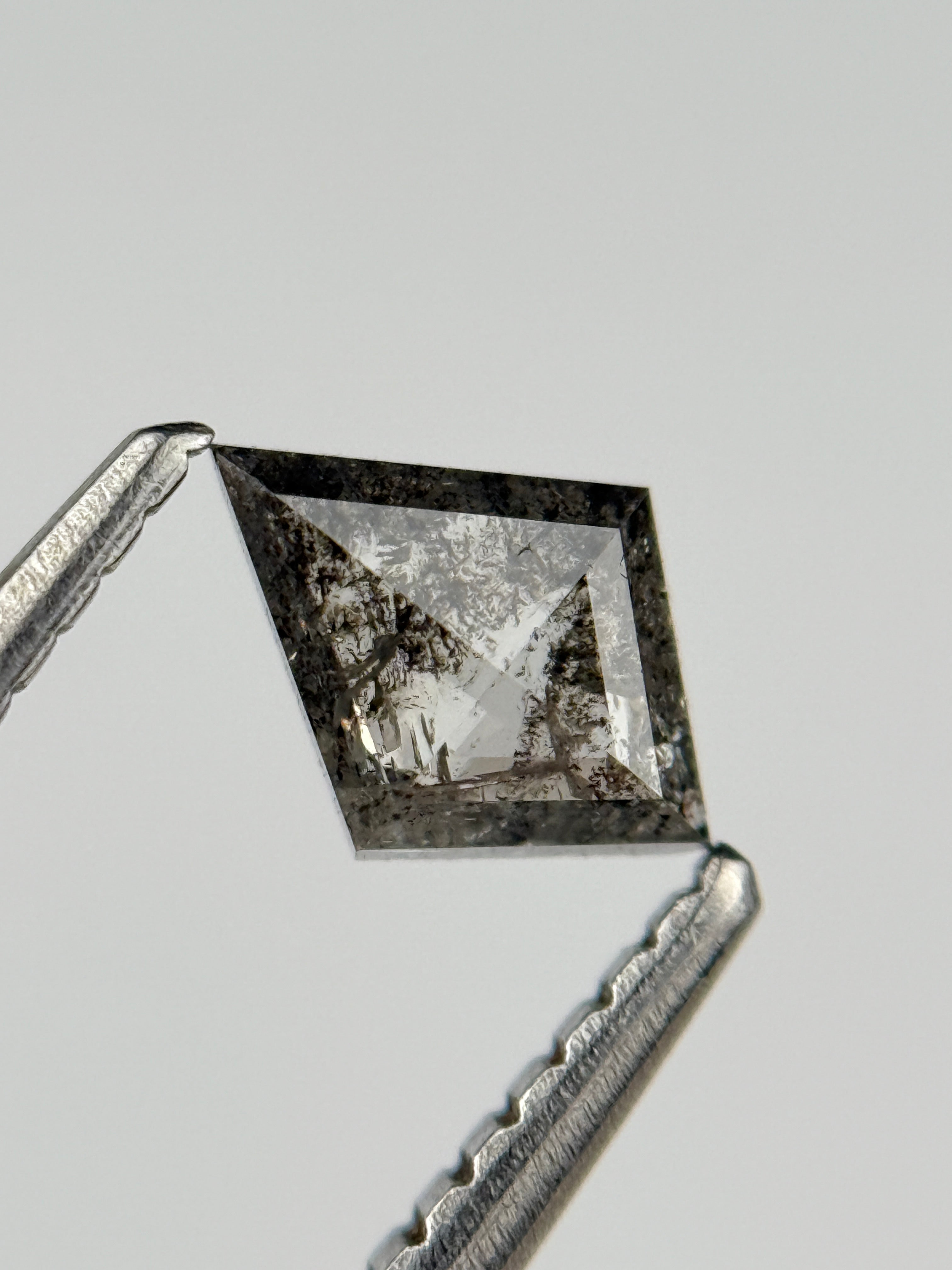 0.40 Ct Kite Rose Cut Grey Natural Salt and Pepper Diamond