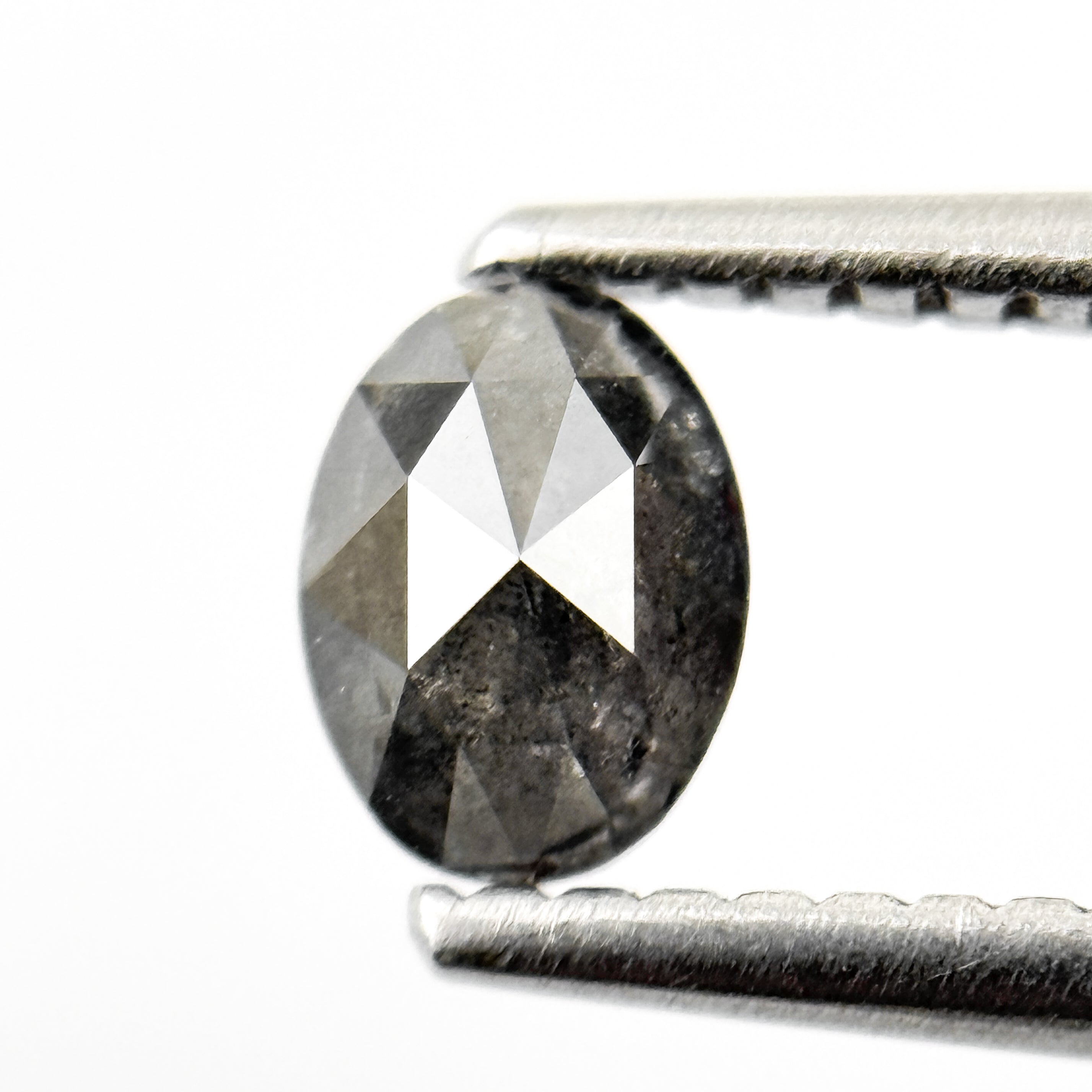 0.48 Ct Oval Rose Cut Grey Natural Salt and Pepper Diamond