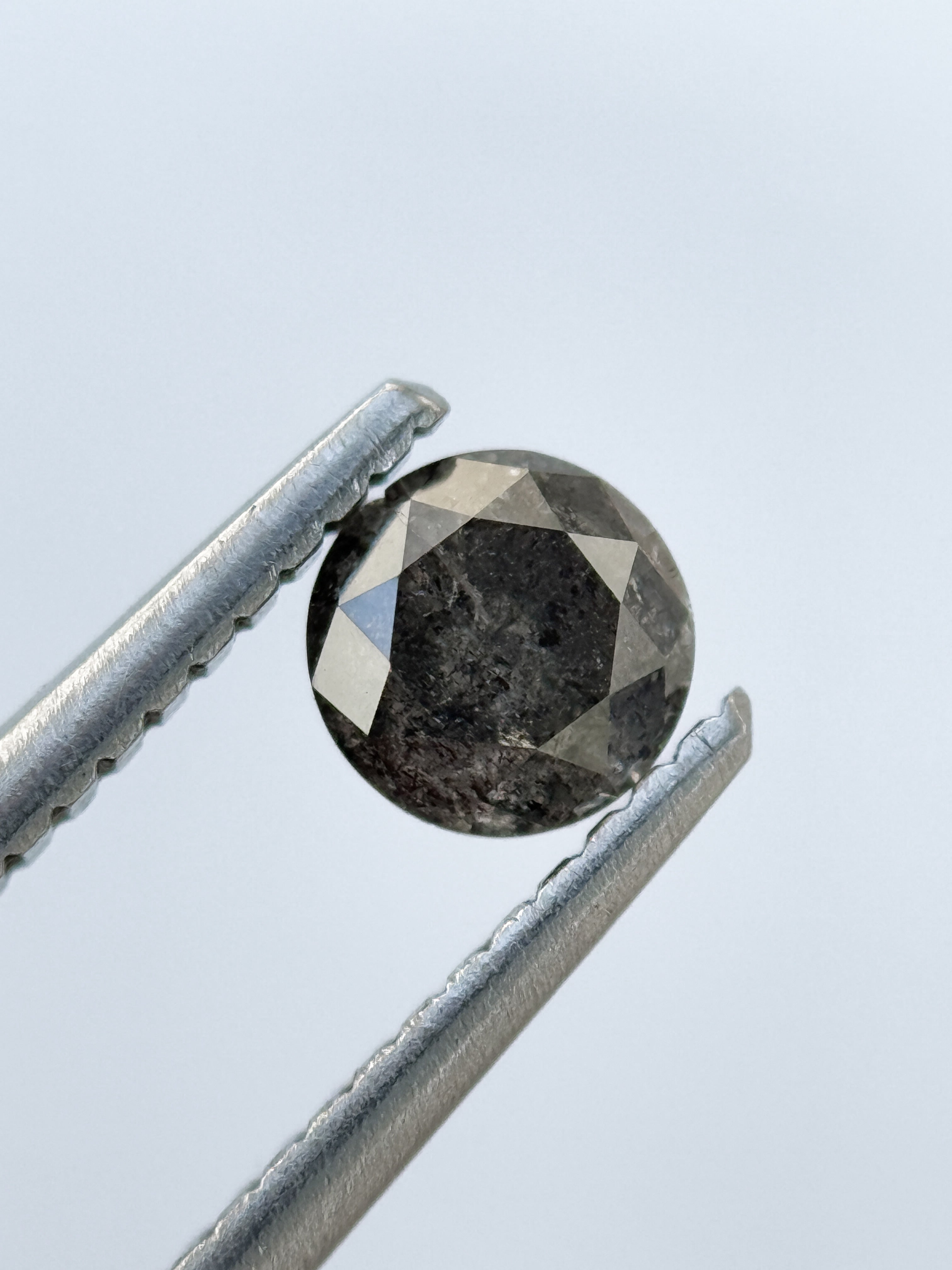 0.49 Ct Round Brilliant Cut Grey Natural Salt and Pepper Diamond