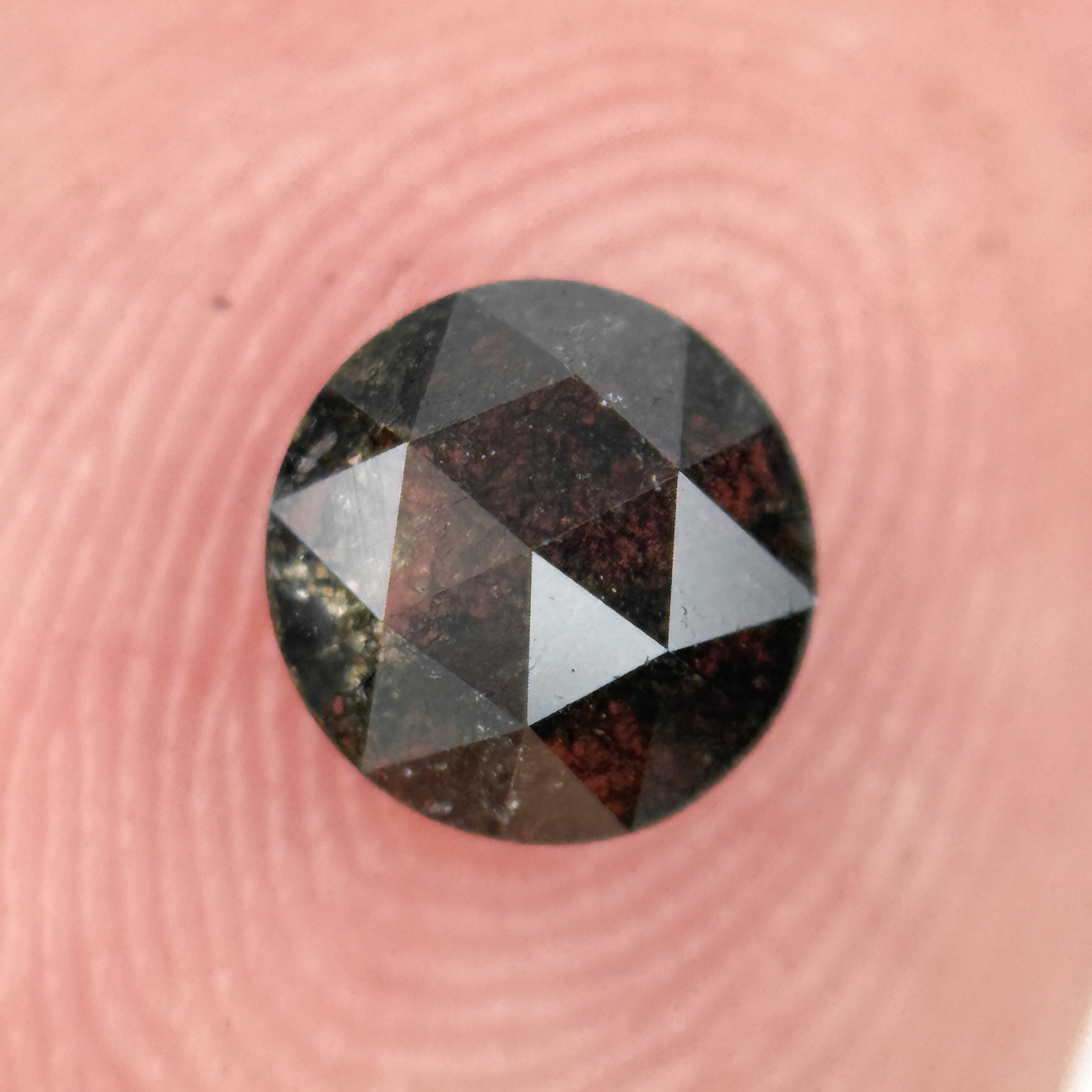 0.68 Ct Round Rose Cut Grey Natural Salt and Pepper Diamond