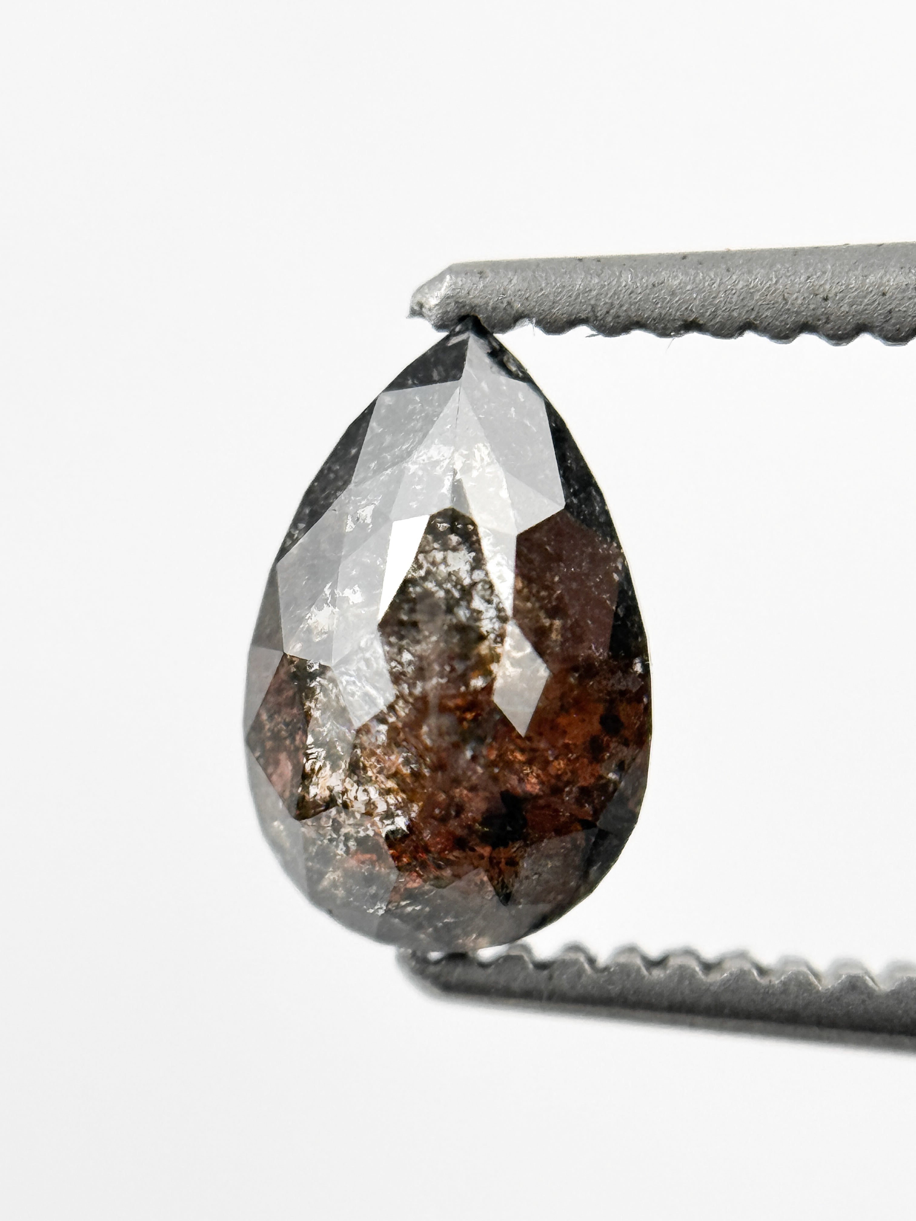 0.71 Ct Pear Rose Cut Grey Natural Galaxy Diamond