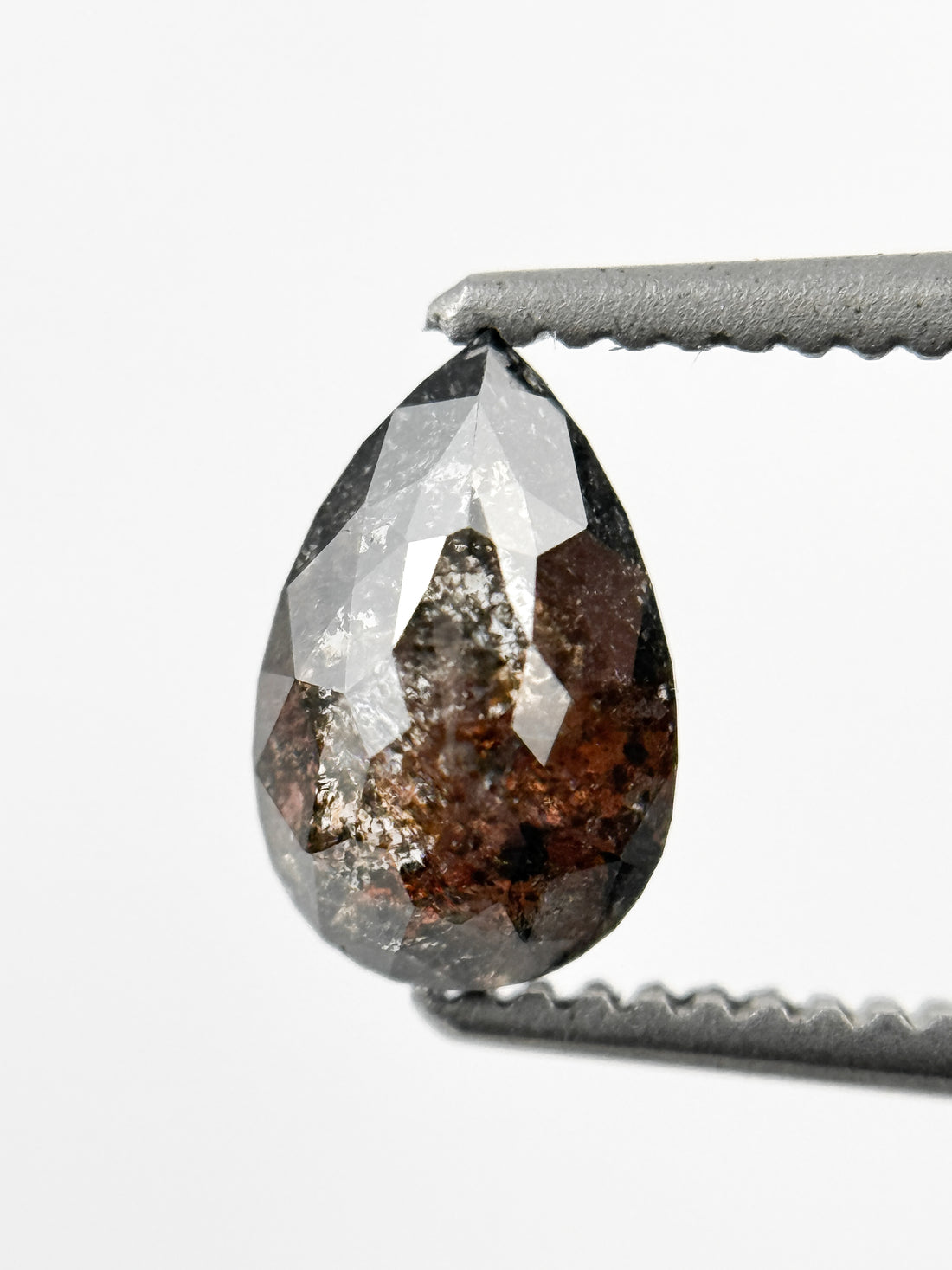 0.71 Ct Pear Rose Cut Grey Natural Galaxy Diamond