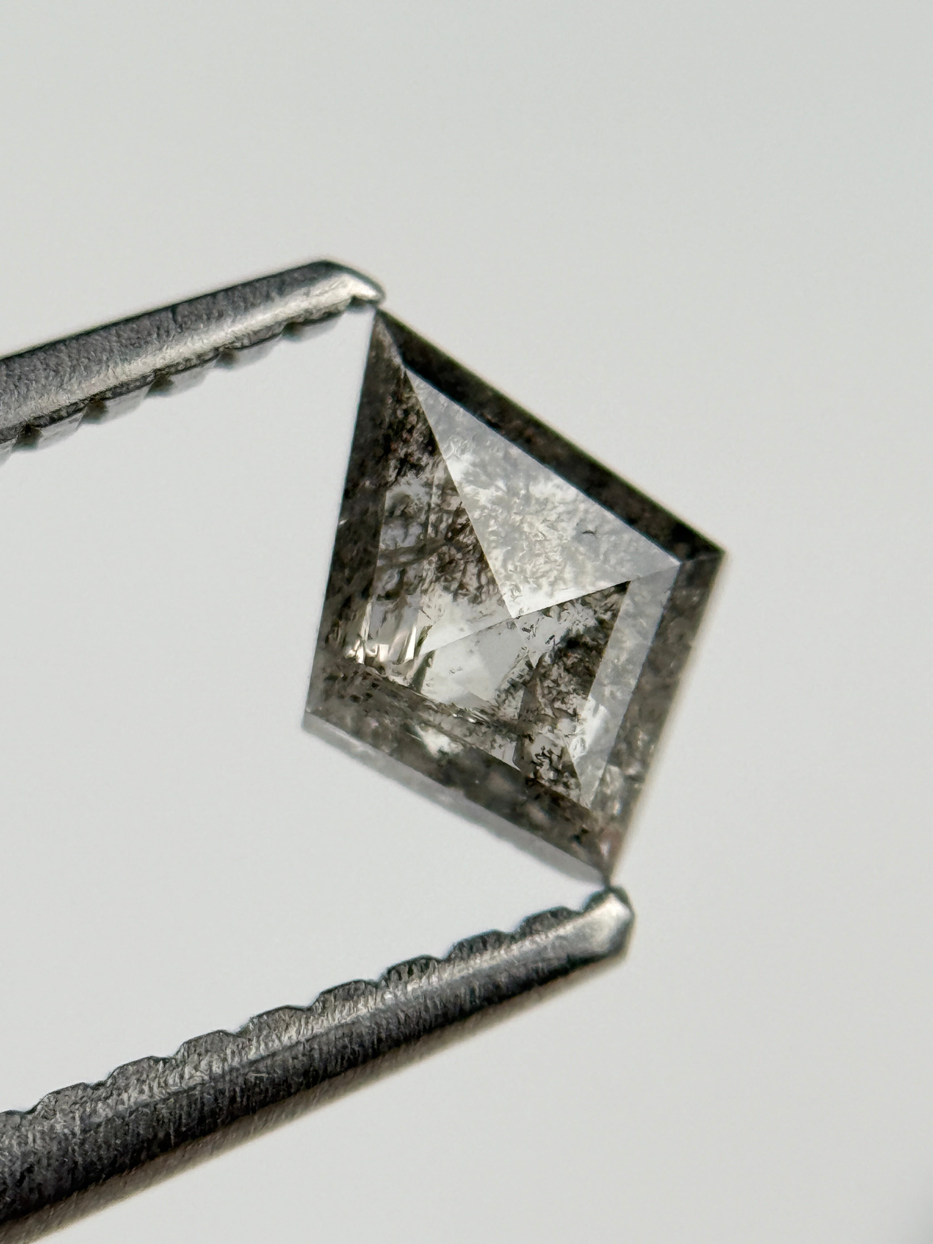0.40 Ct Kite Rose Cut Grey Natural Salt and Pepper Diamond