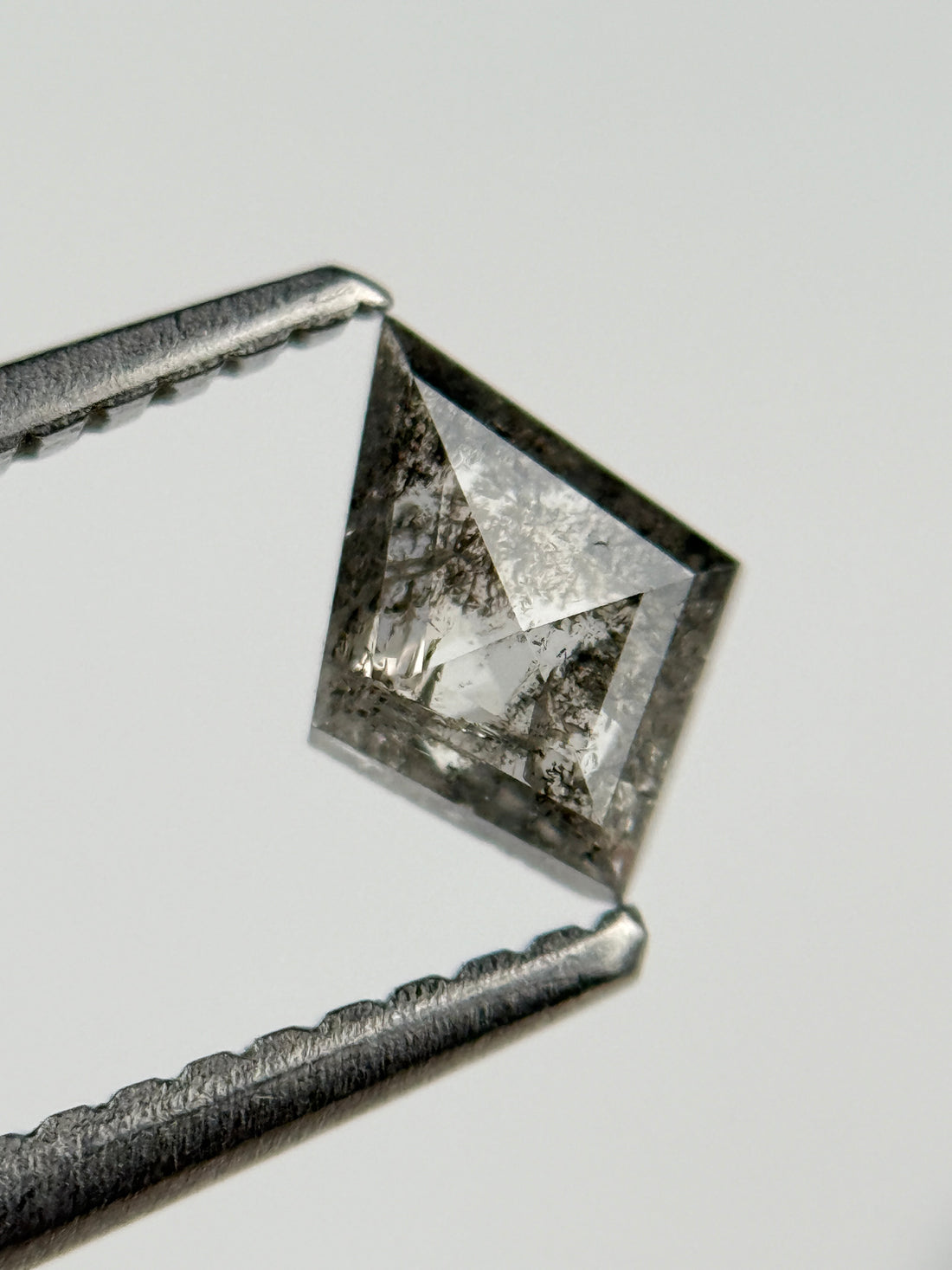 0.40 Ct Kite Rose Cut Grey Natural Salt and Pepper Diamond