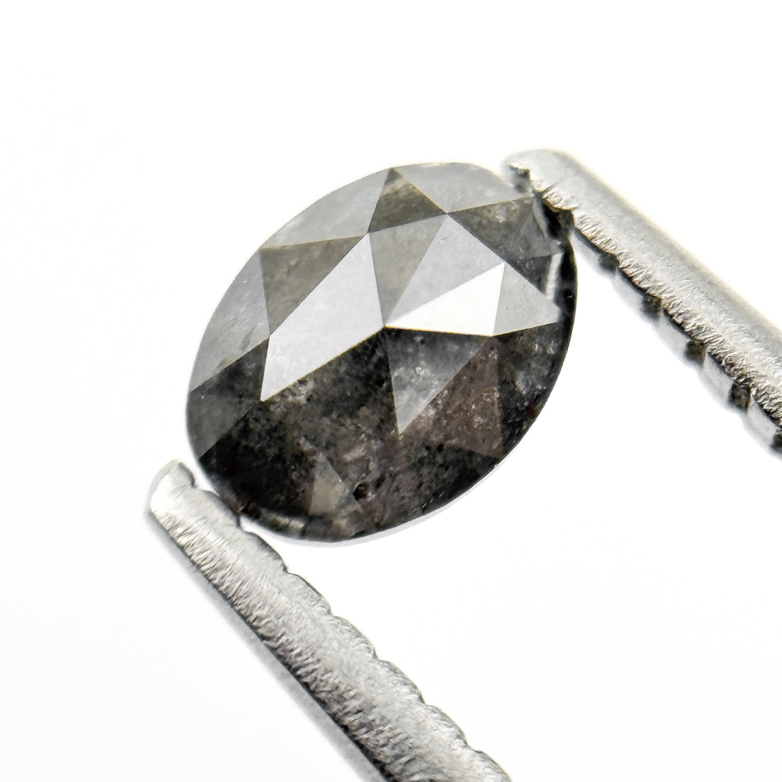 0.48 Ct Oval Rose Cut Grey Natural Salt and Pepper Diamond