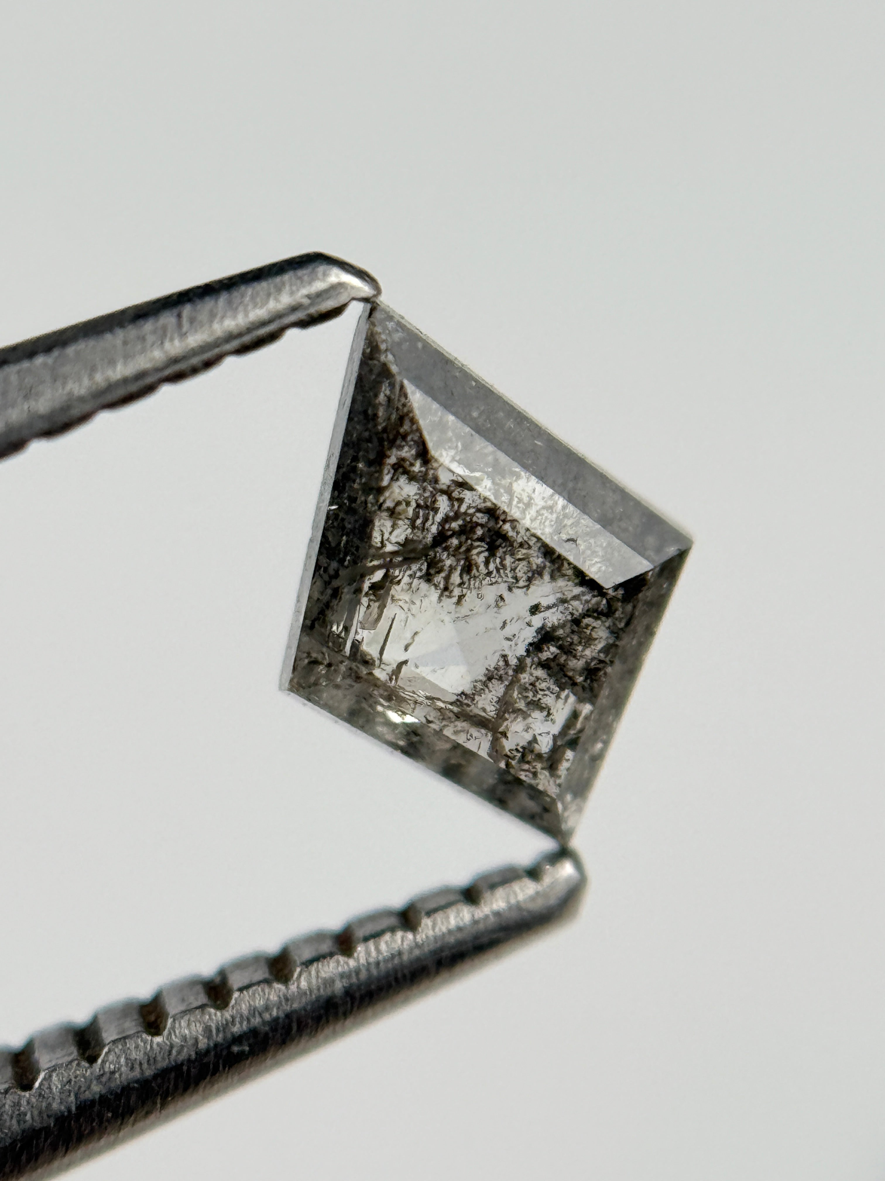 0.40 Ct Kite Rose Cut Grey Natural Salt and Pepper Diamond