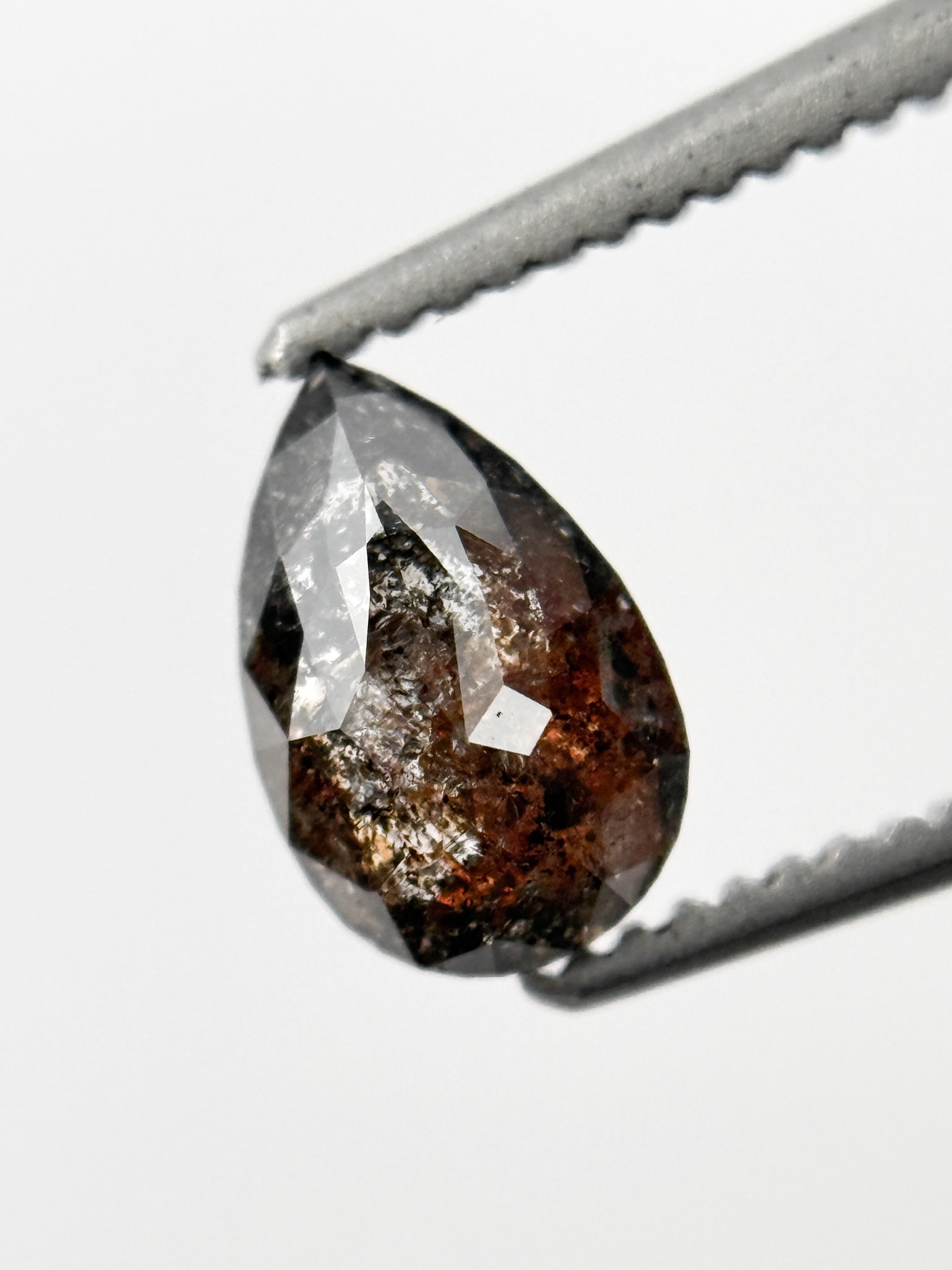 0.71 Ct Pear Rose Cut Grey Natural Galaxy Diamond