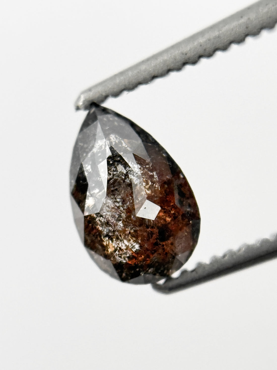 0.71 Ct Pear Rose Cut Grey Natural Galaxy Diamond