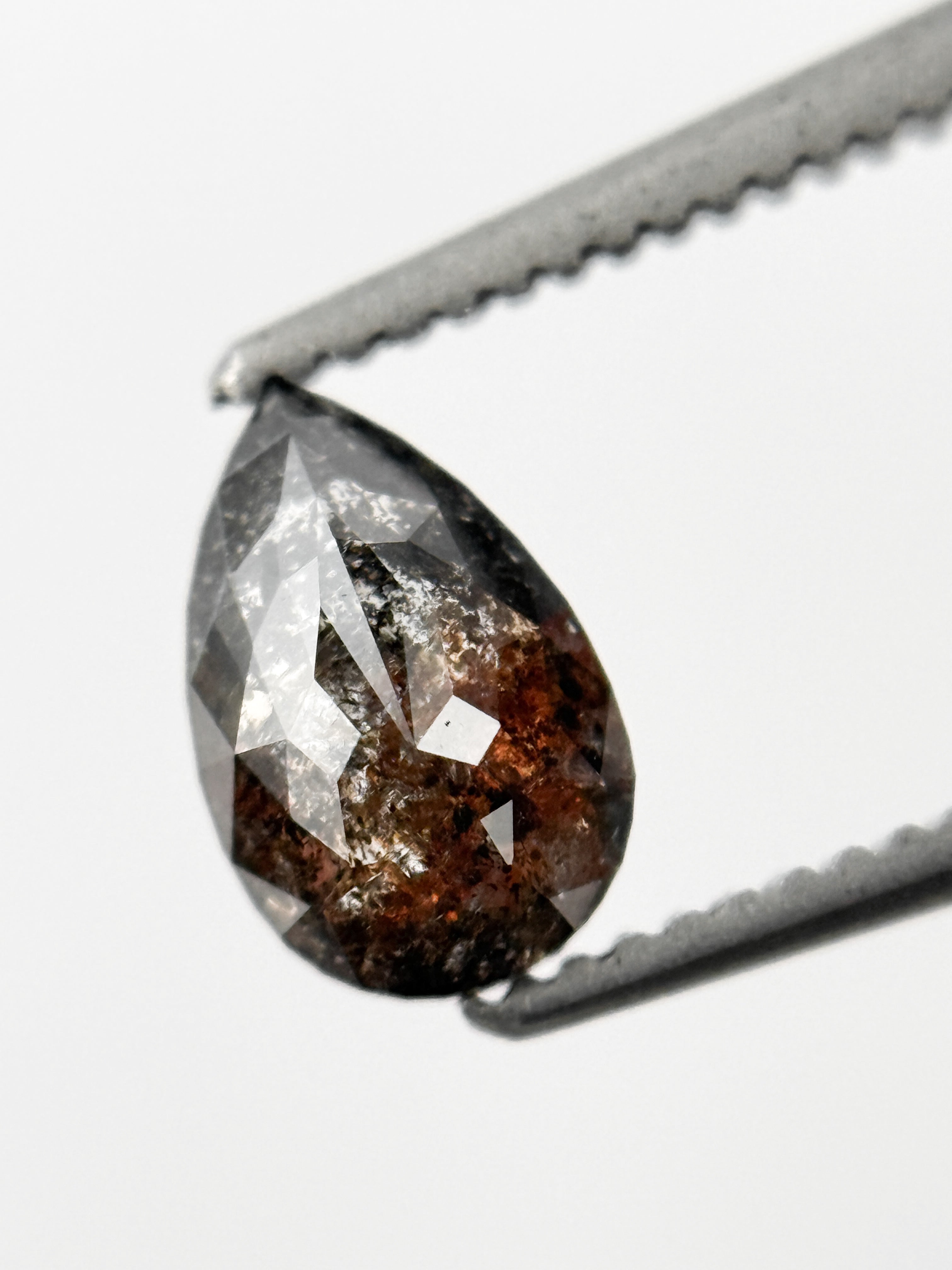 0.71 Ct Pear Rose Cut Grey Natural Galaxy Diamond