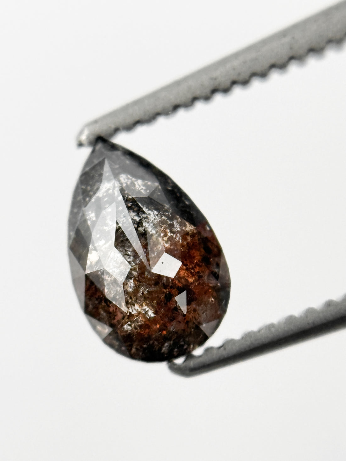 0.71 Ct Pear Rose Cut Grey Natural Galaxy Diamond