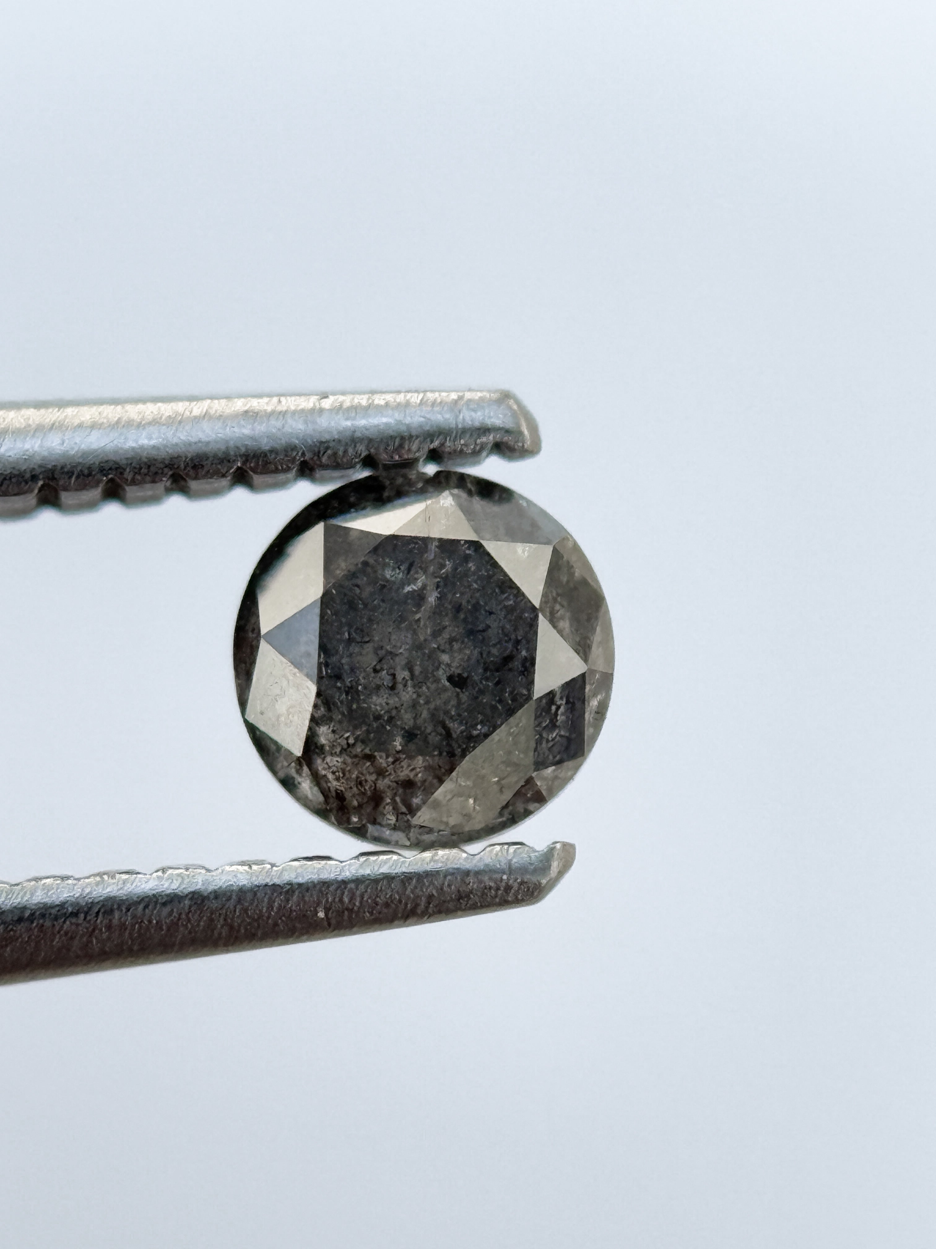 0.49 Ct Round Brilliant Cut Grey Natural Salt and Pepper Diamond