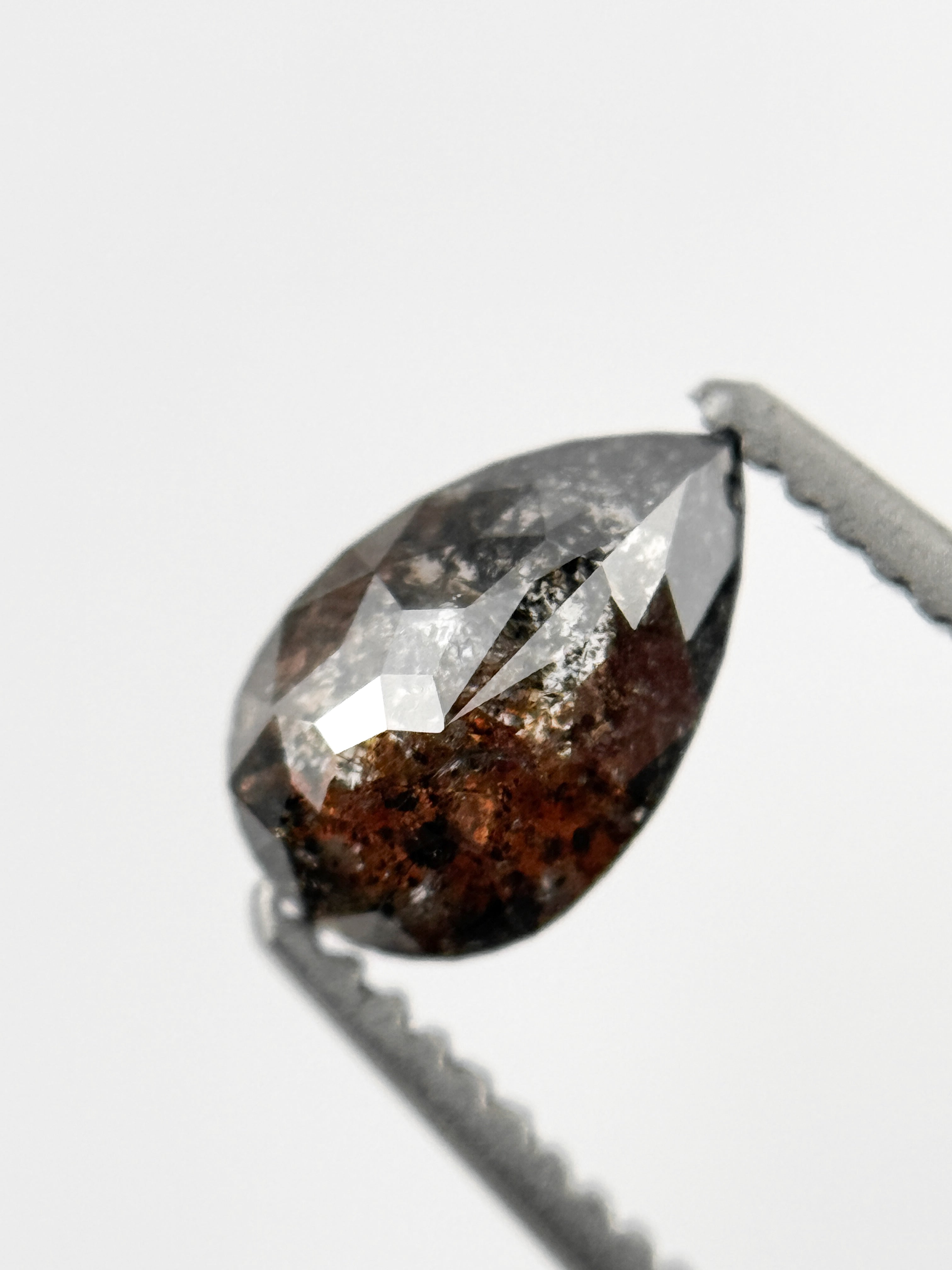 0.71 Ct Pear Rose Cut Grey Natural Galaxy Diamond