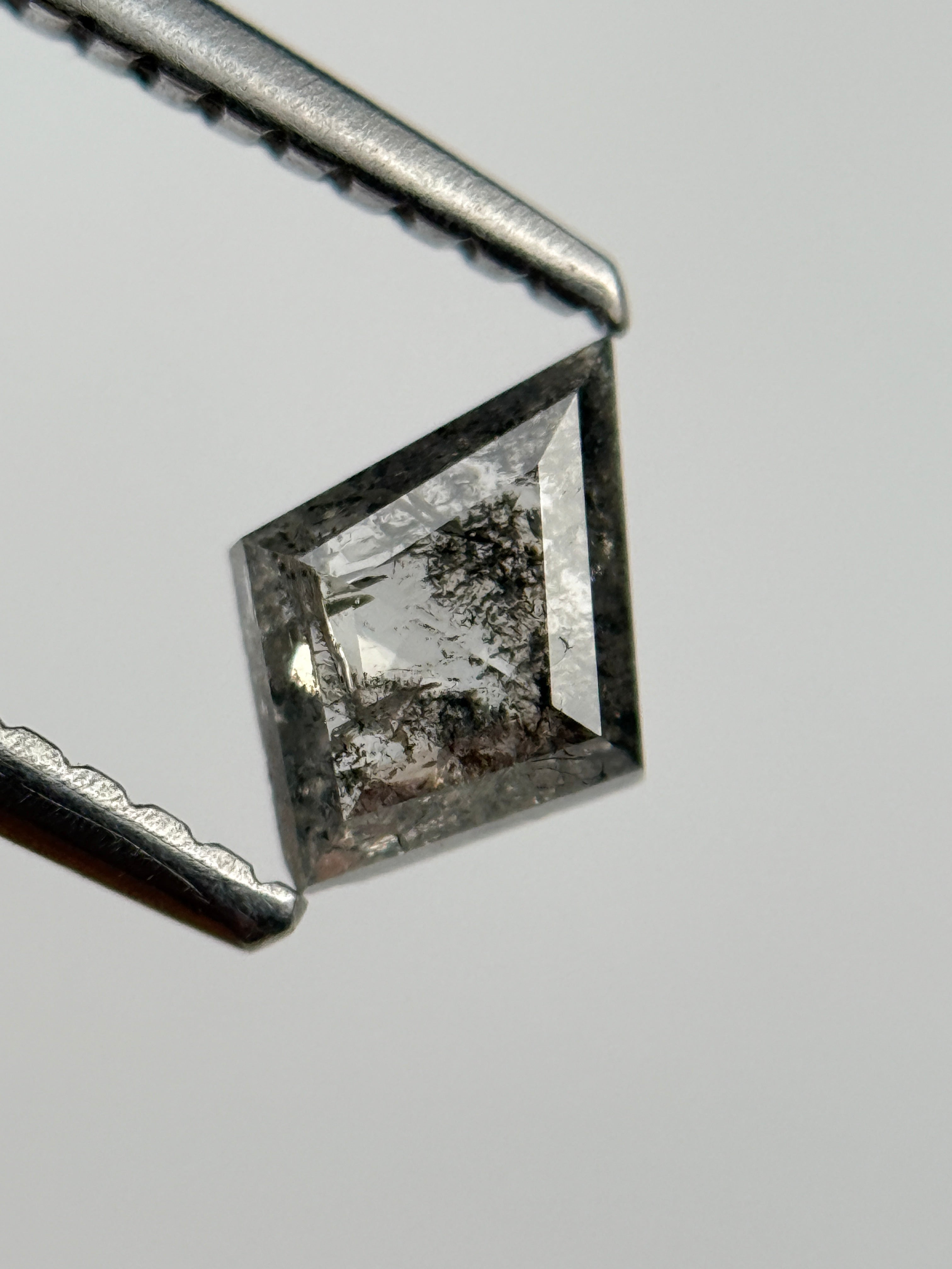 0.40 Ct Kite Rose Cut Grey Natural Salt and Pepper Diamond