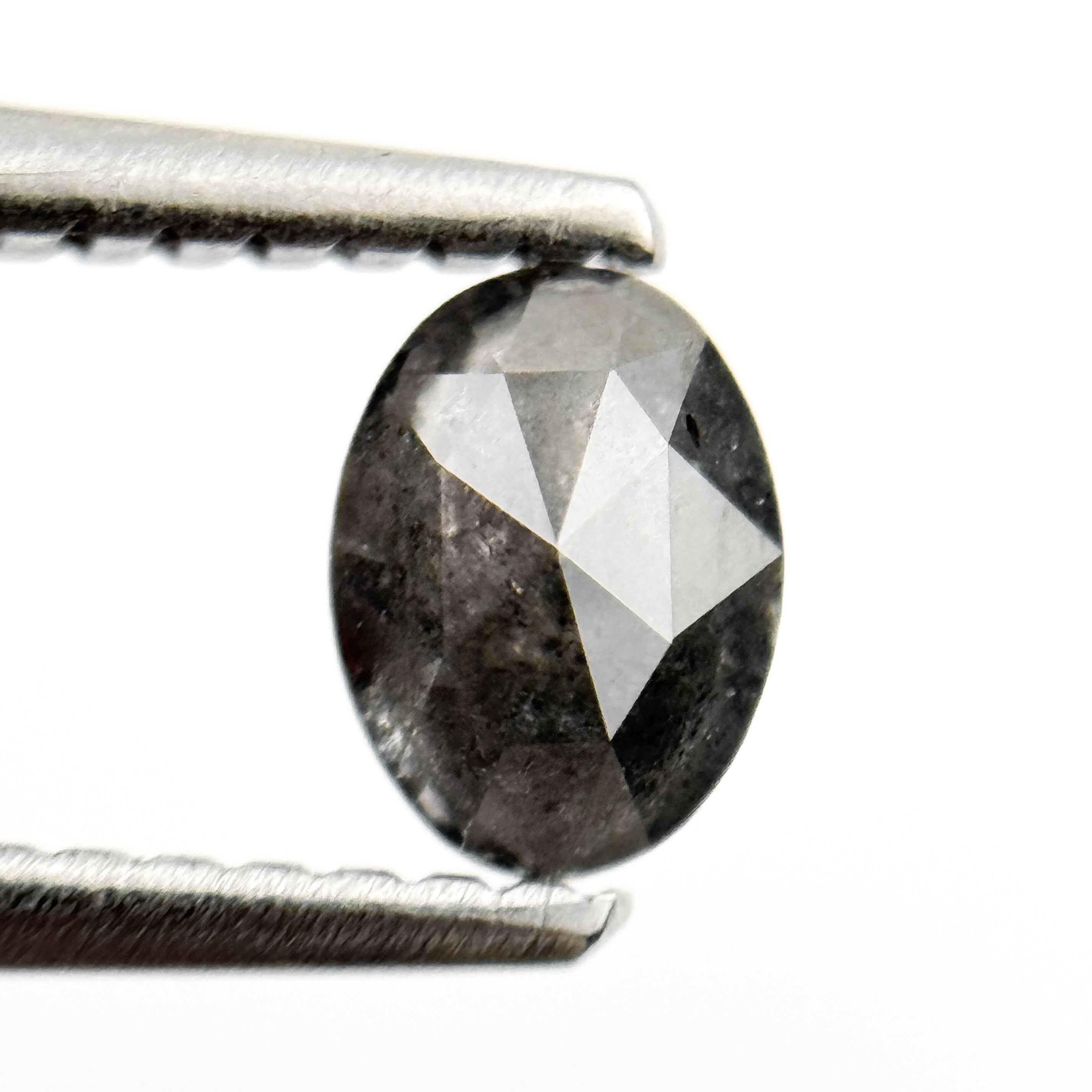 0.48 Ct Oval Rose Cut Grey Natural Salt and Pepper Diamond