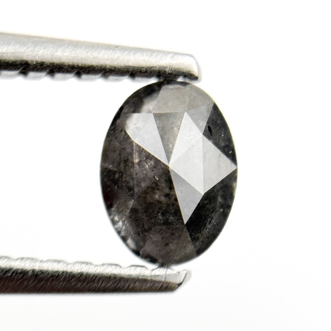 0.48 Ct Oval Rose Cut Grey Natural Salt and Pepper Diamond