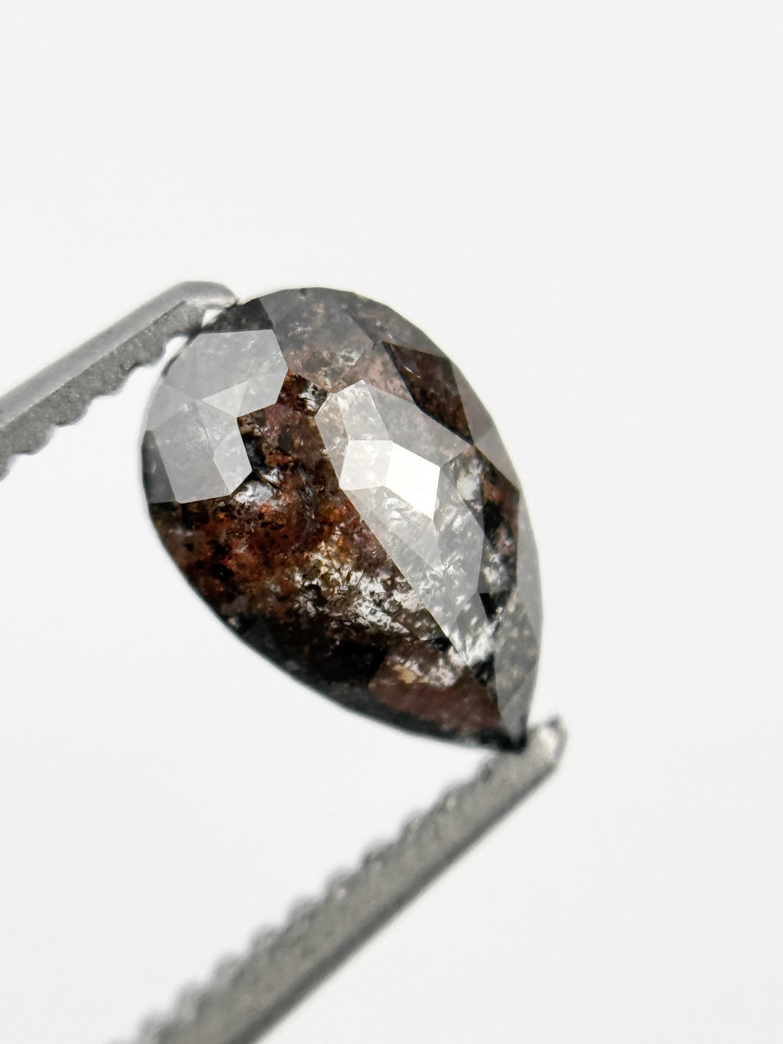 0.71 Ct Pear Rose Cut Grey Natural Galaxy Diamond