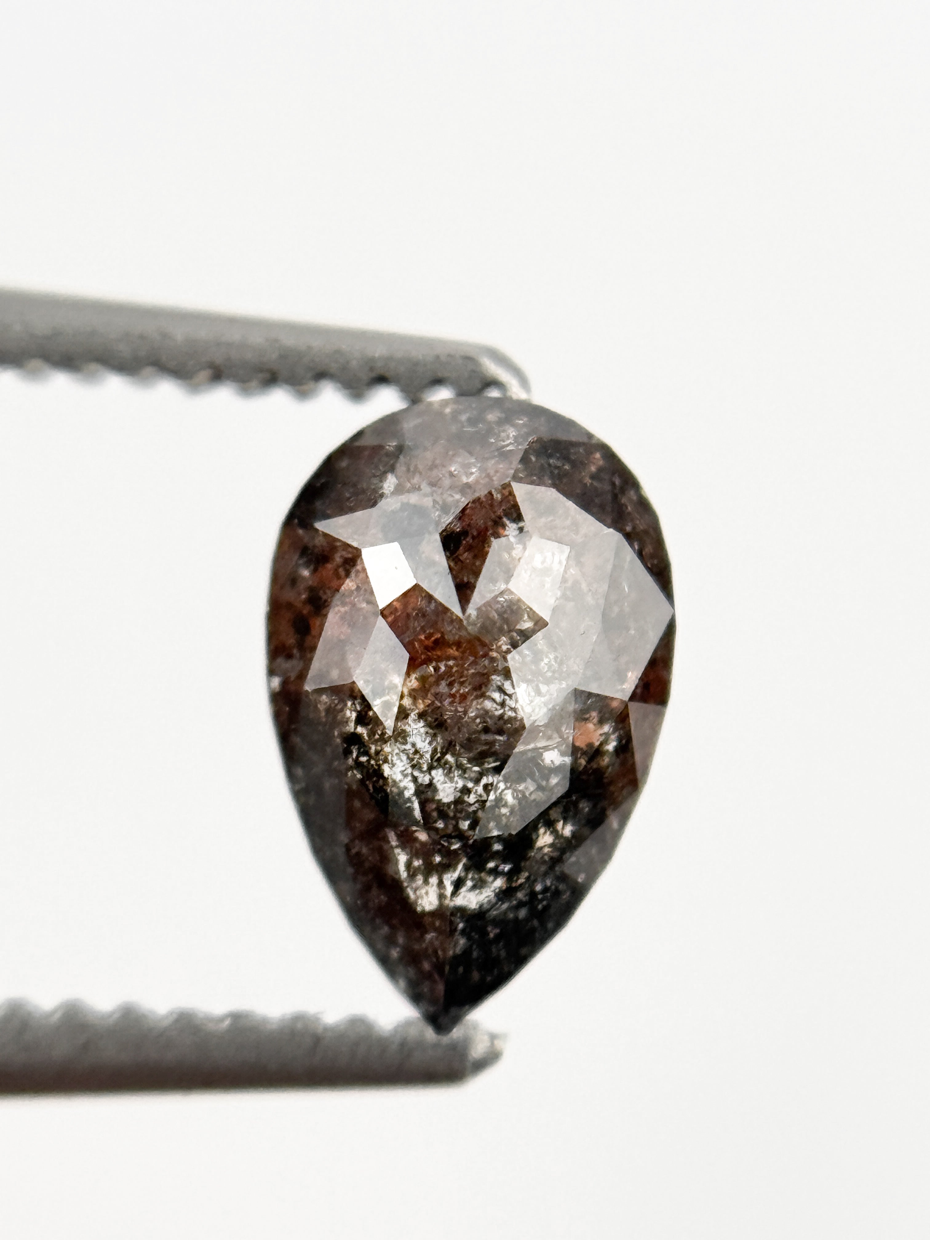 0.71 Ct Pear Rose Cut Grey Natural Galaxy Diamond