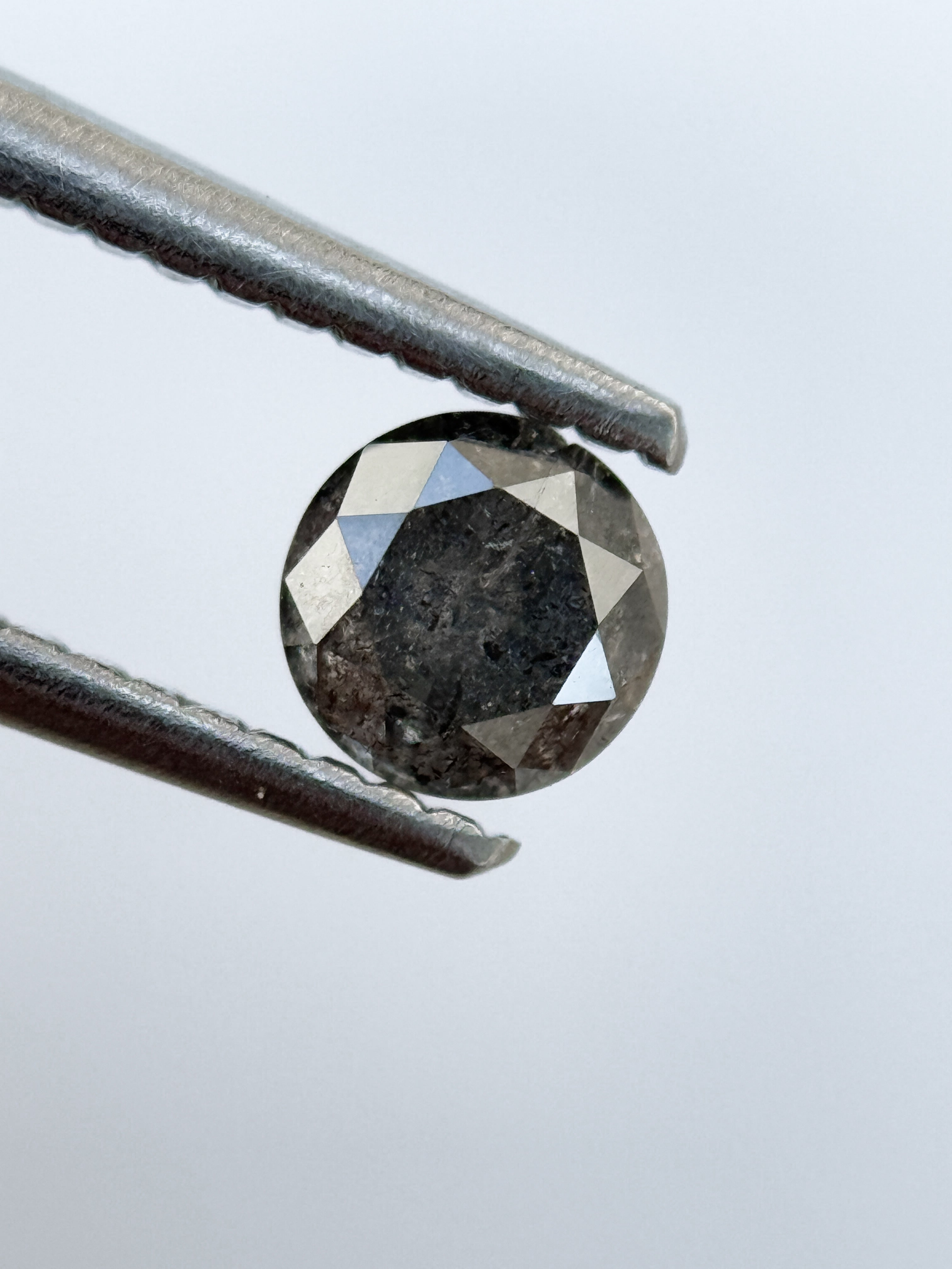 0.49 Ct Round Brilliant Cut Grey Natural Salt and Pepper Diamond