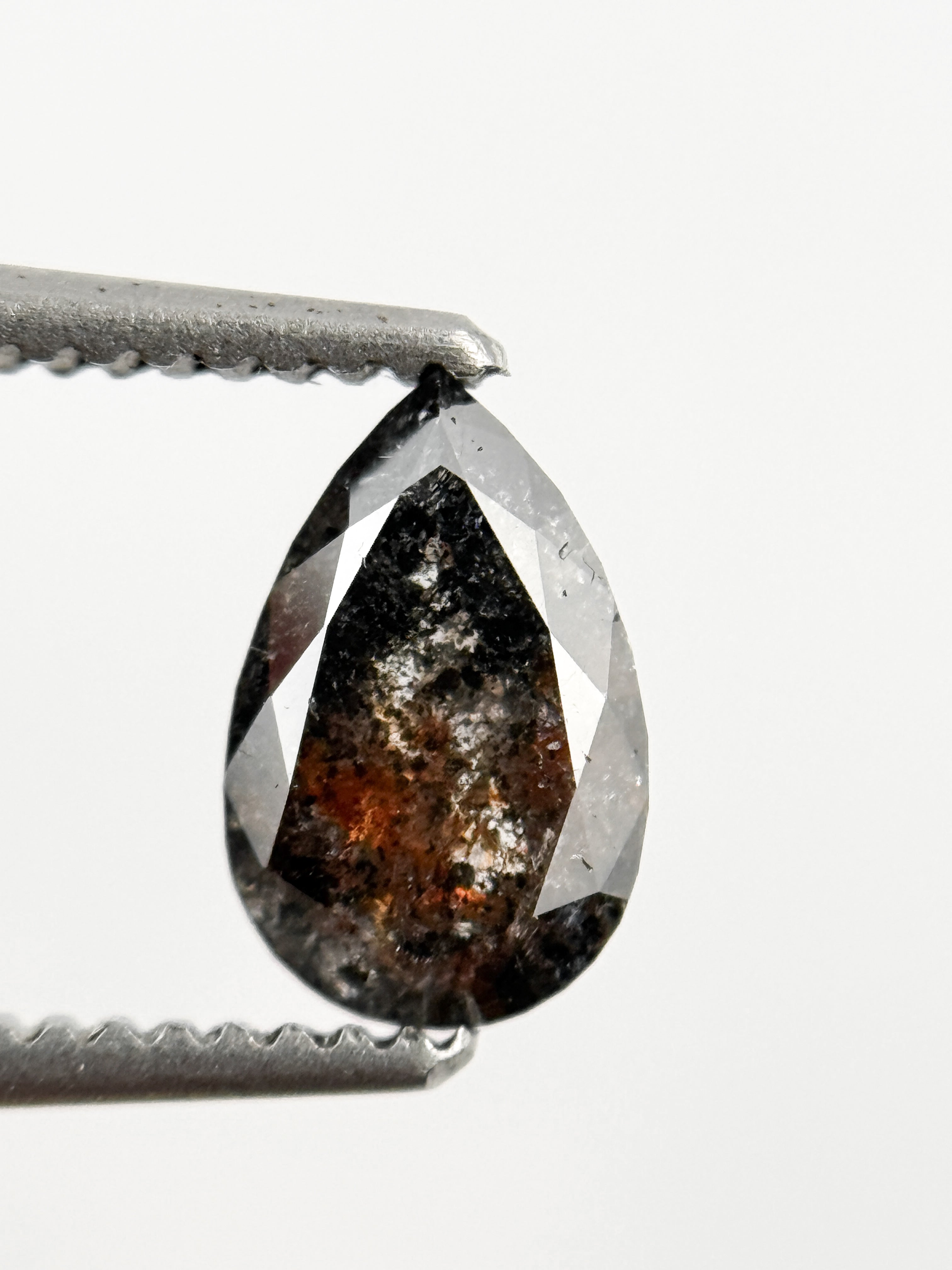 0.71 Ct Pear Rose Cut Grey Natural Galaxy Diamond