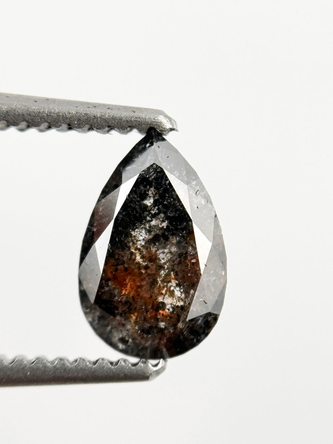 0.71 Ct Pear Rose Cut Grey Natural Galaxy Diamond