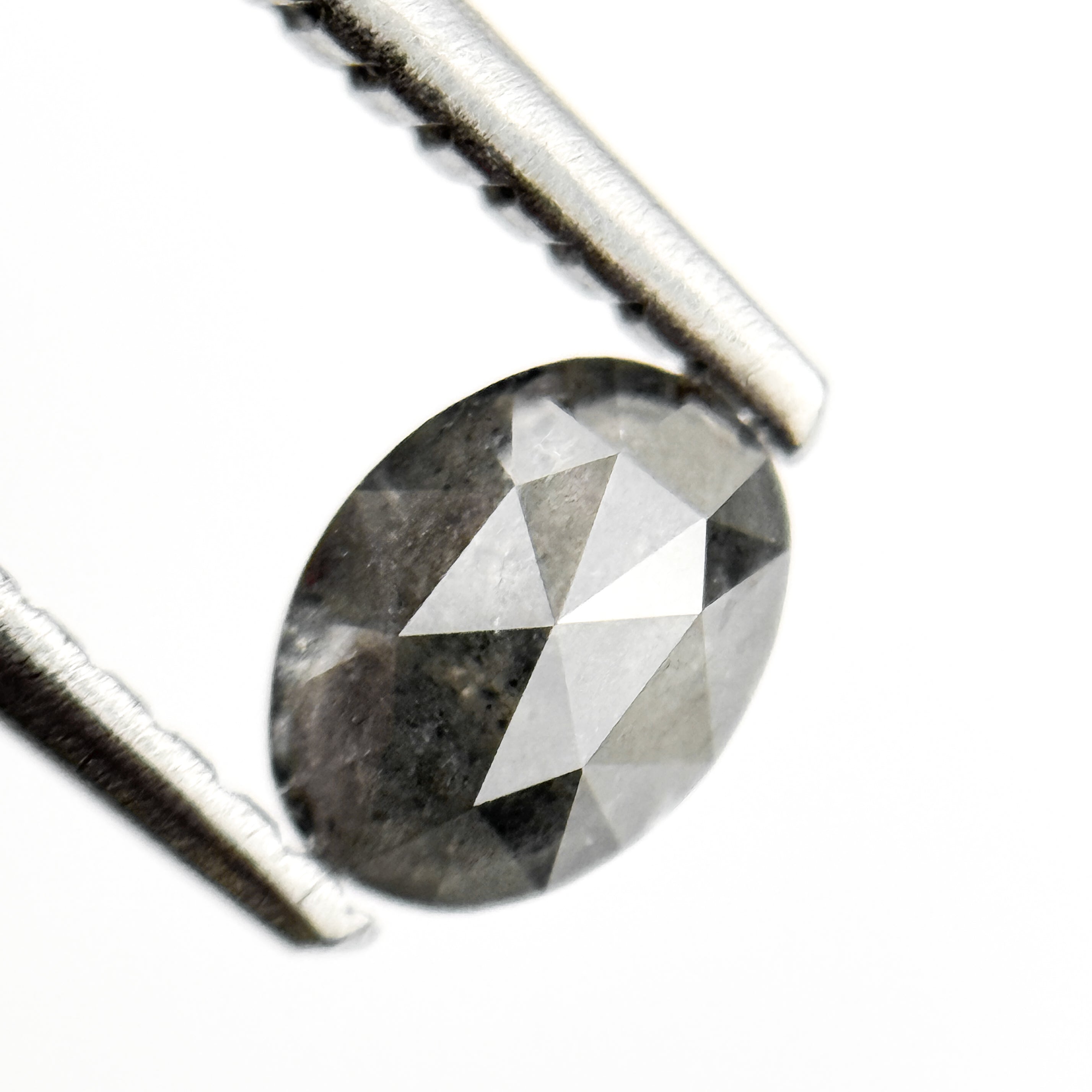 0.48 Ct Oval Rose Cut Grey Natural Salt and Pepper Diamond
