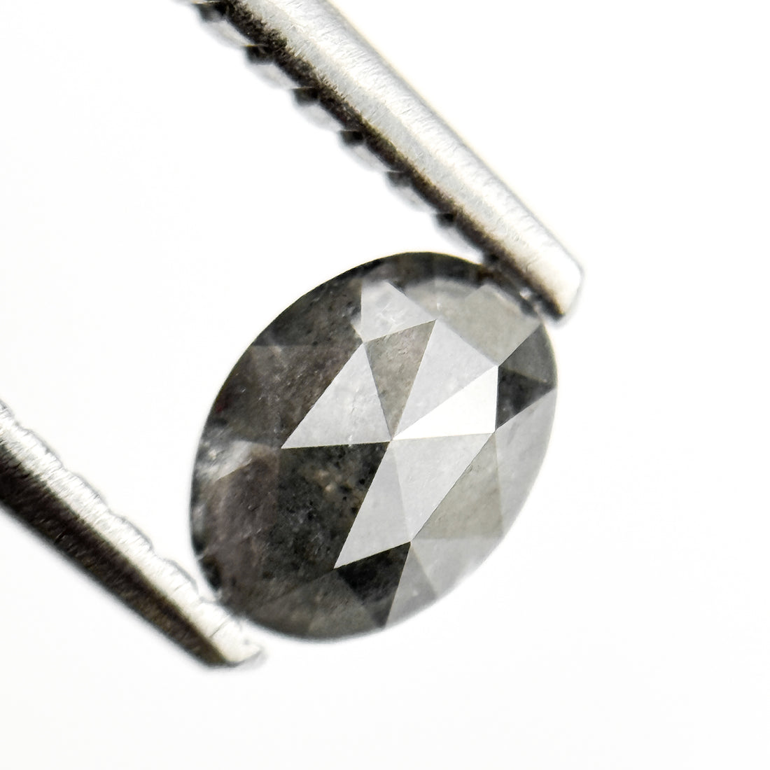 0.48 Ct Oval Rose Cut Grey Natural Salt and Pepper Diamond