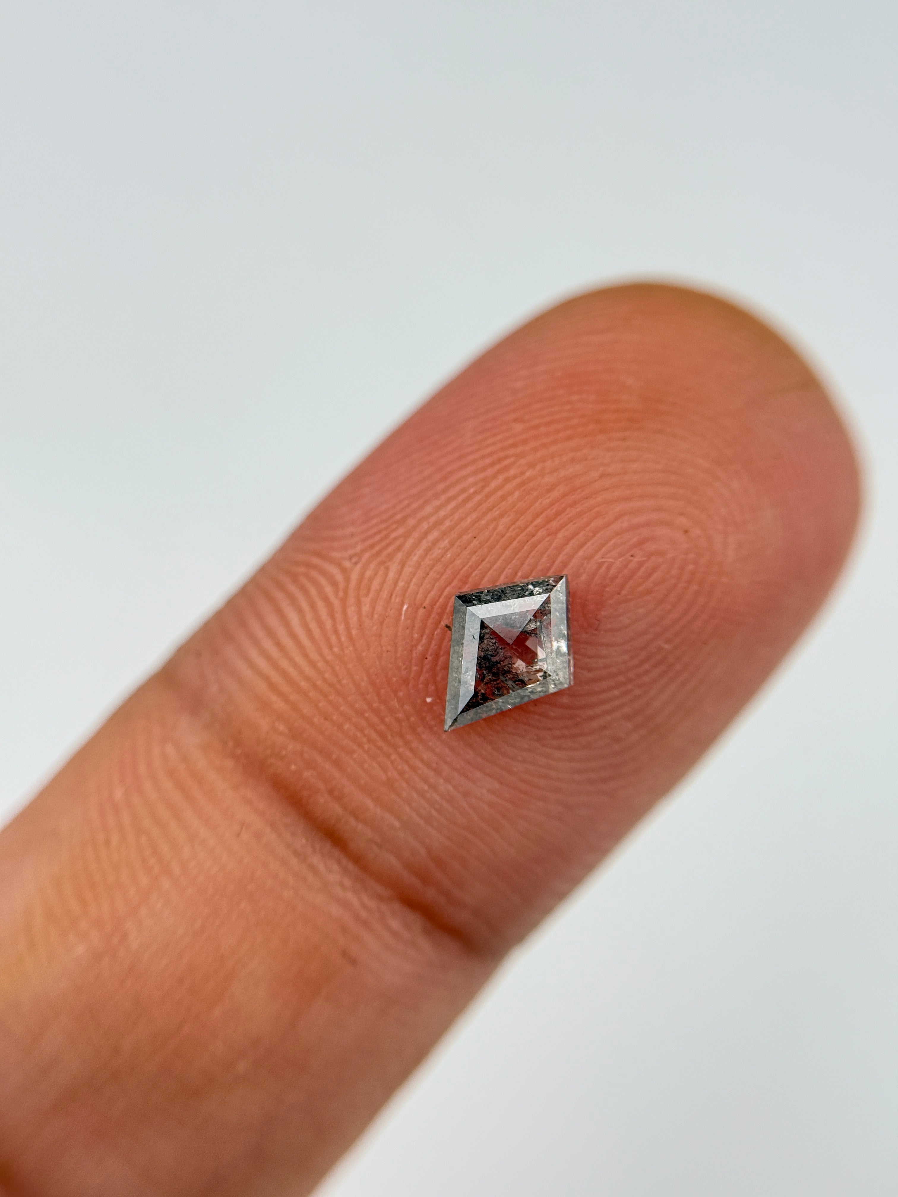 0.40 Ct Kite Rose Cut Grey Natural Salt and Pepper Diamond
