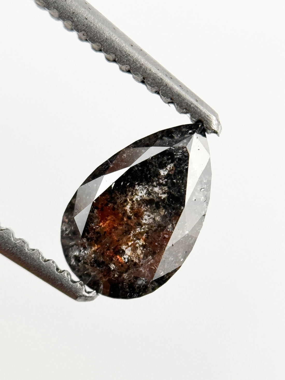 0.71 Ct Pear Rose Cut Grey Natural Galaxy Diamond