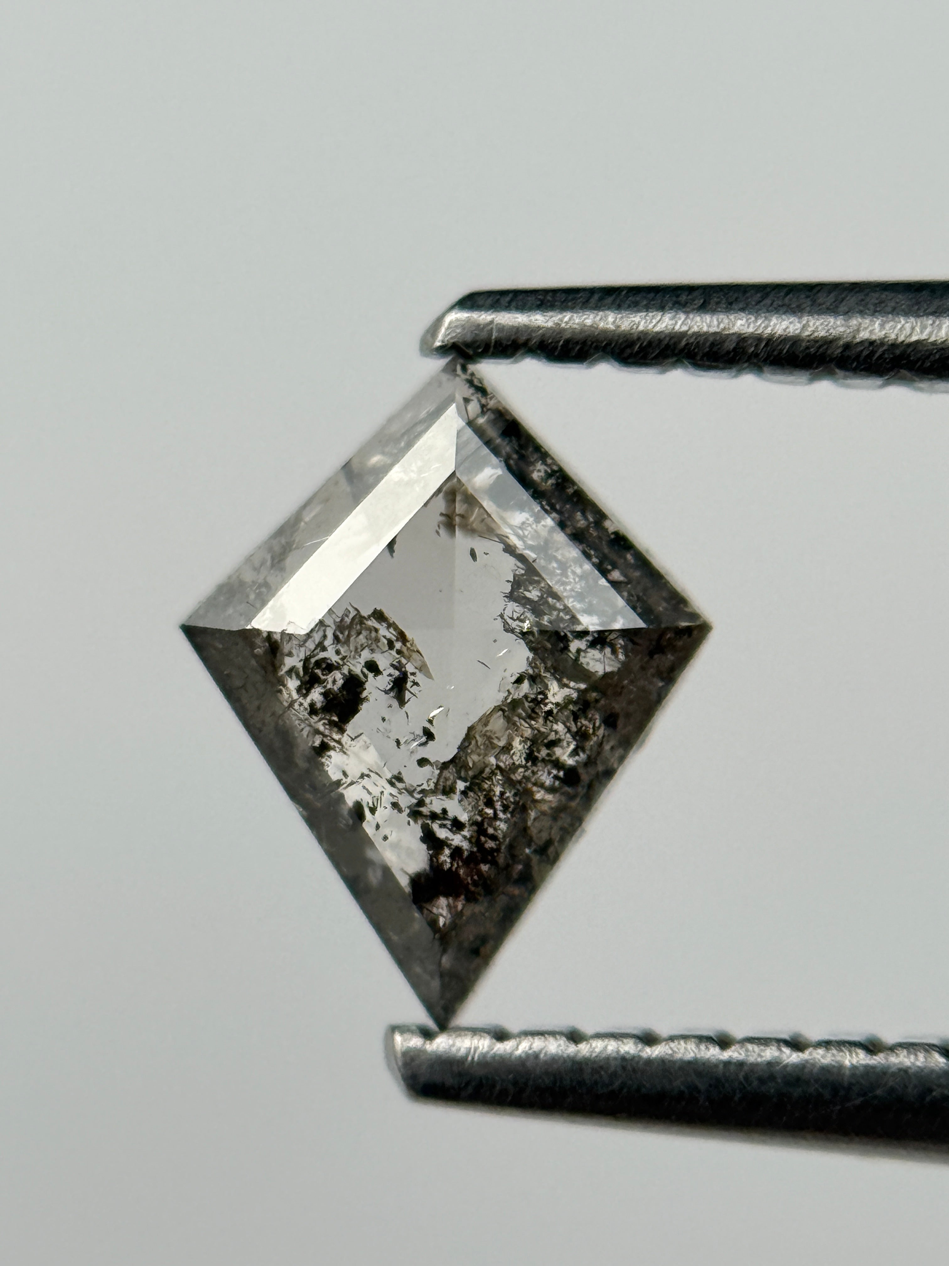 0.45 Ct Kite Rose Cut Grey Natural Salt and Pepper Diamond