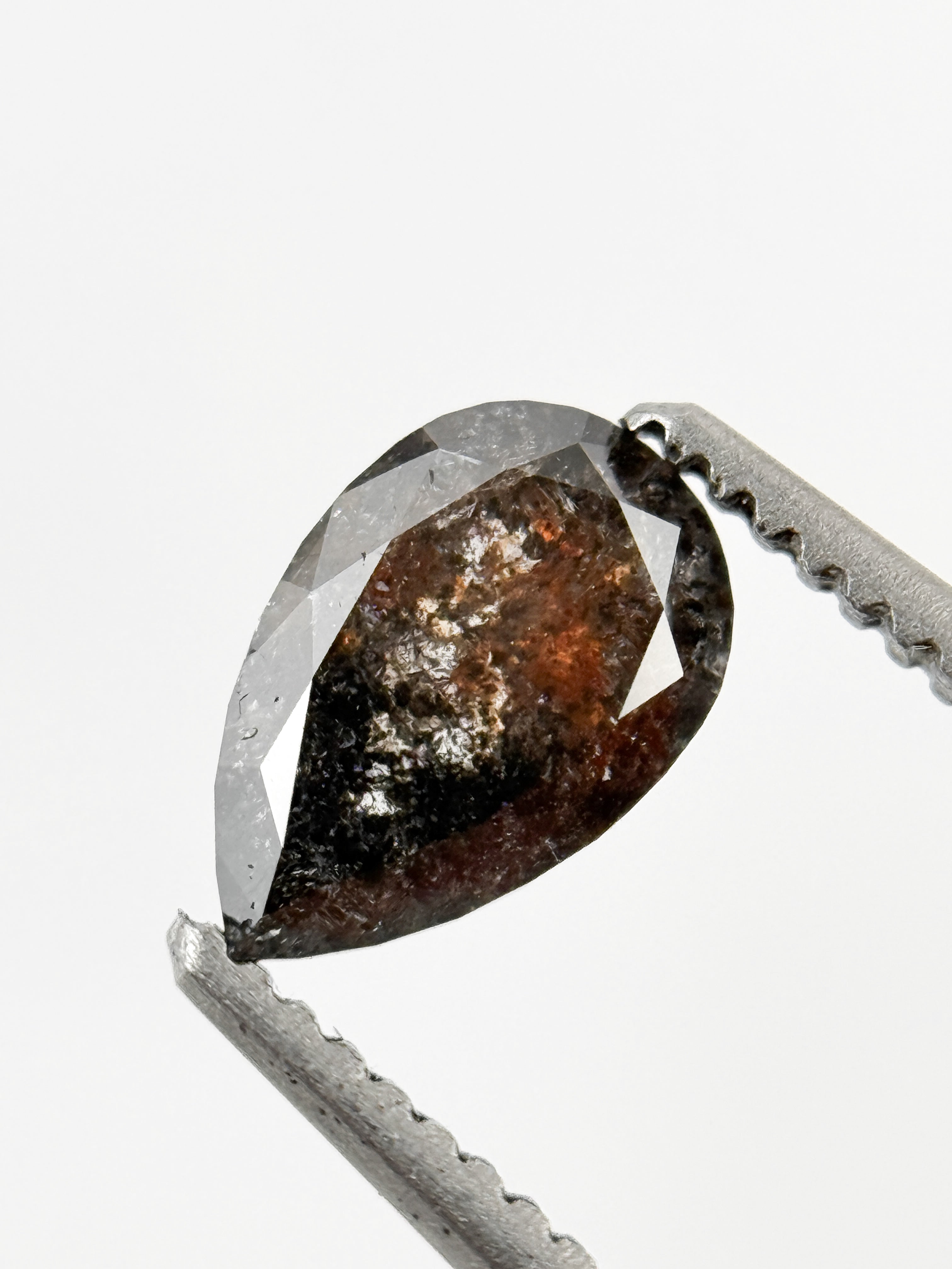 0.71 Ct Pear Rose Cut Grey Natural Galaxy Diamond