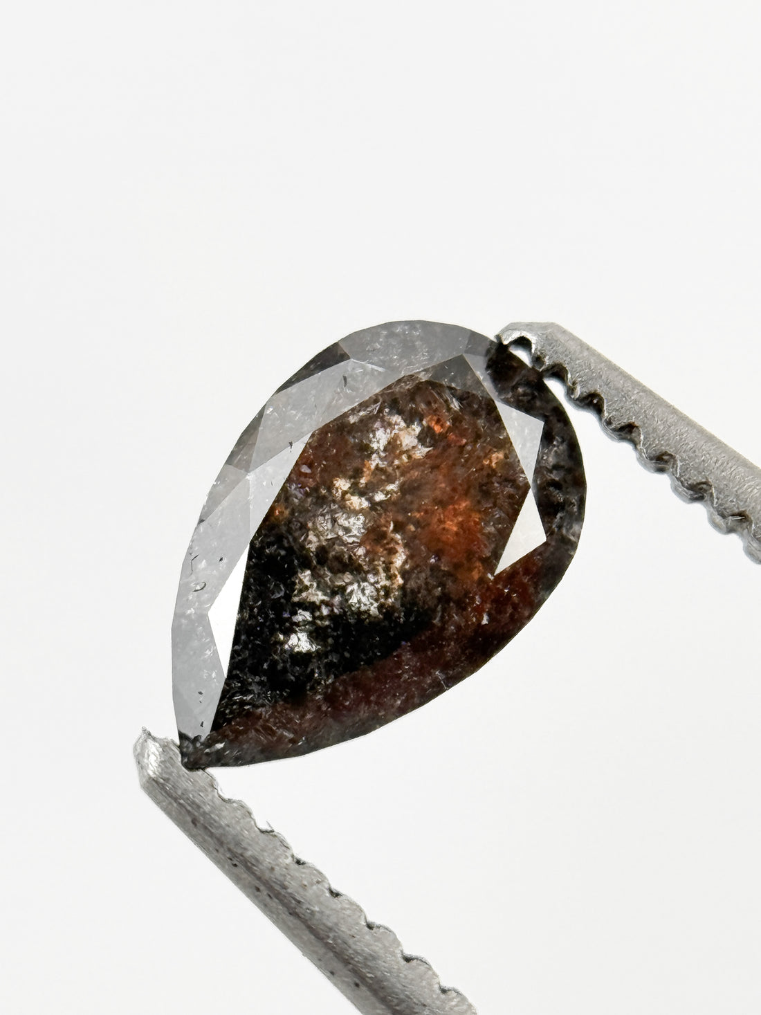 0.71 Ct Pear Rose Cut Grey Natural Galaxy Diamond