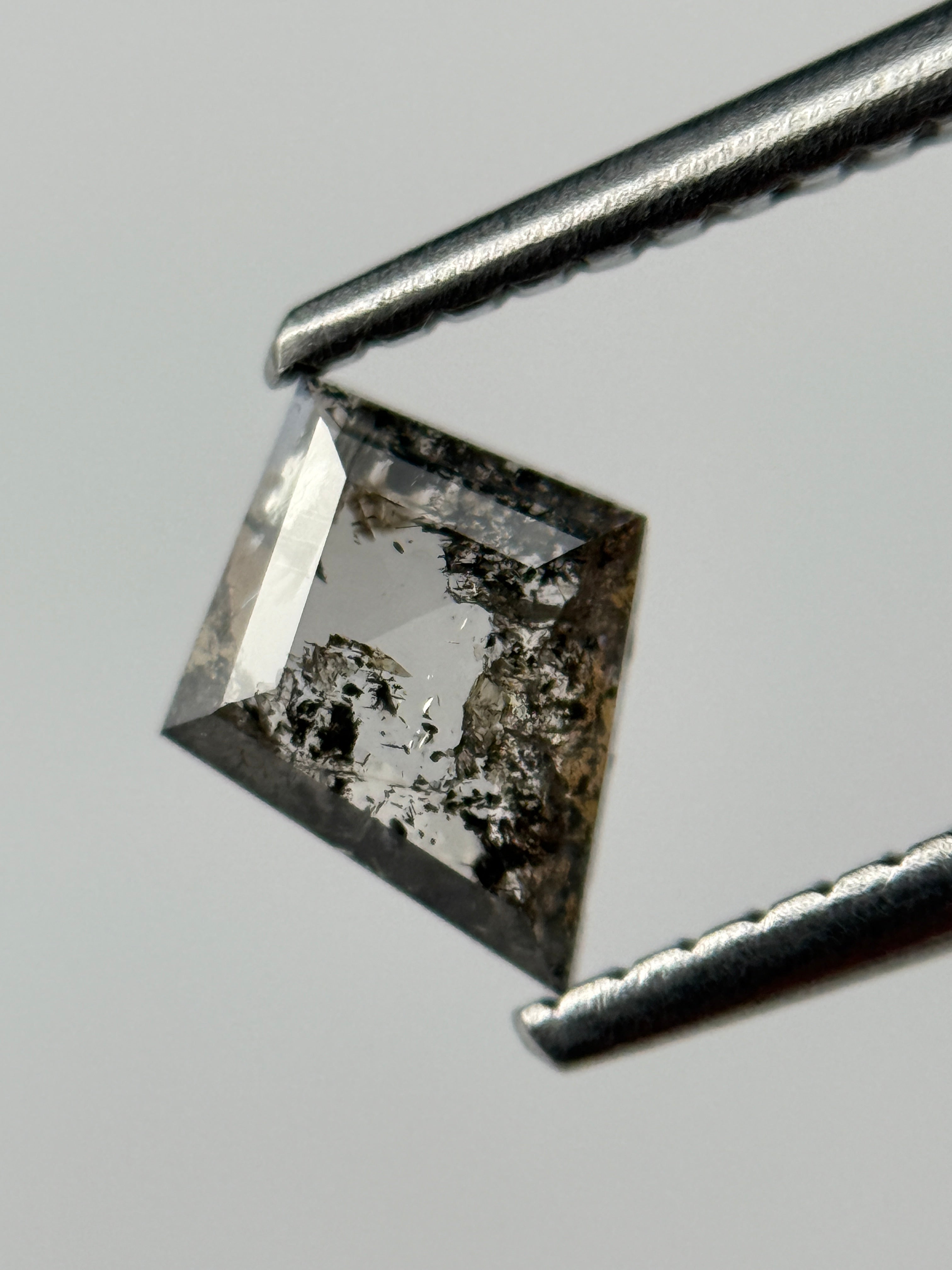 0.45 Ct Kite Rose Cut Grey Natural Salt and Pepper Diamond