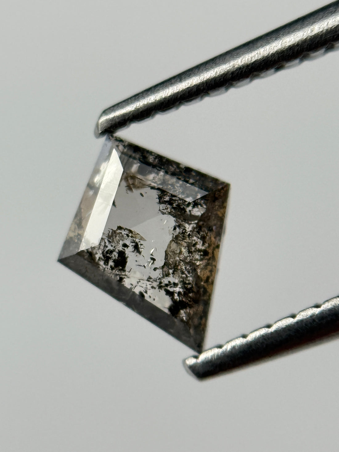 0.45 Ct Kite Rose Cut Grey Natural Salt and Pepper Diamond