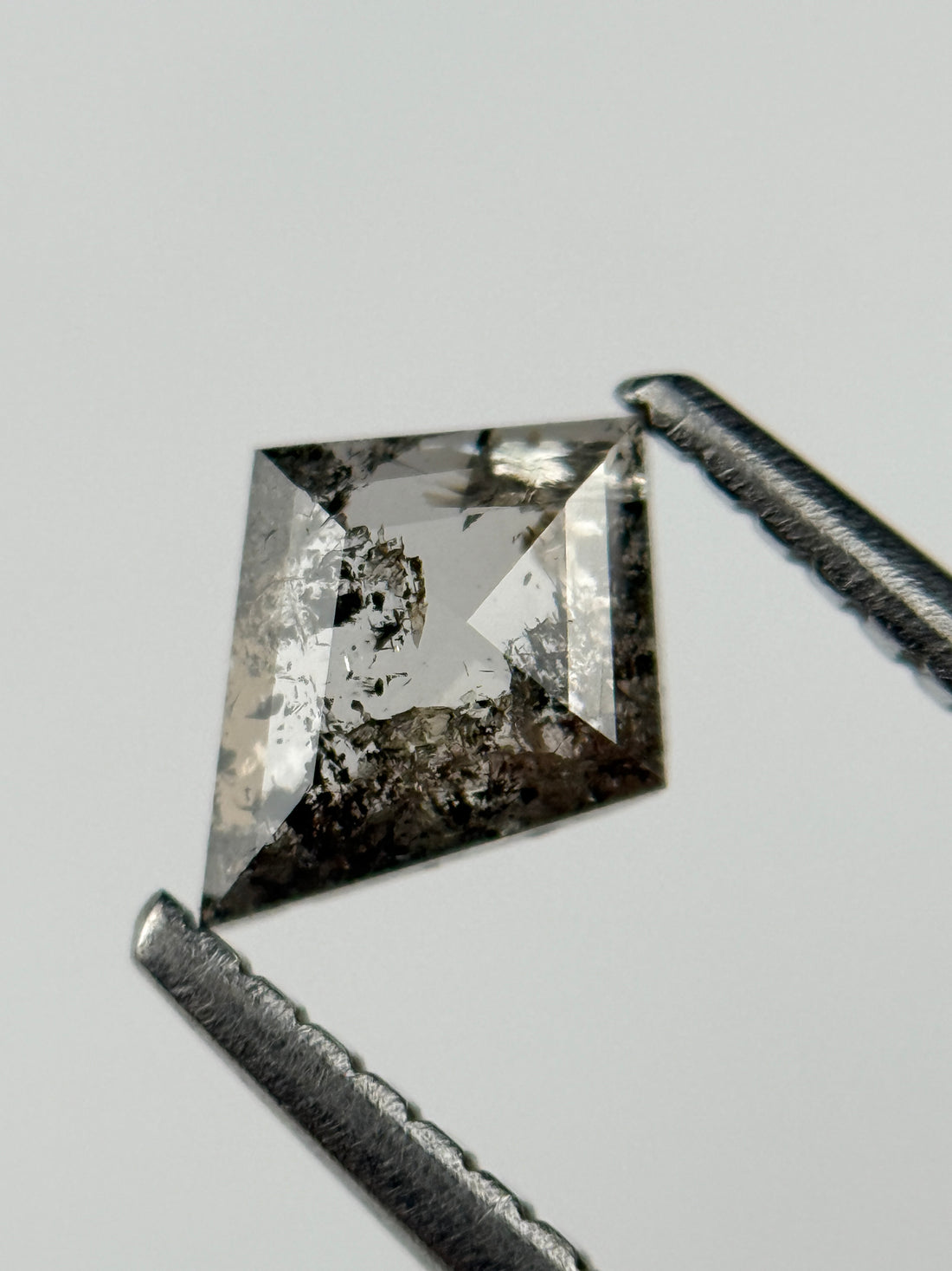 0.45 Ct Kite Rose Cut Grey Natural Salt and Pepper Diamond