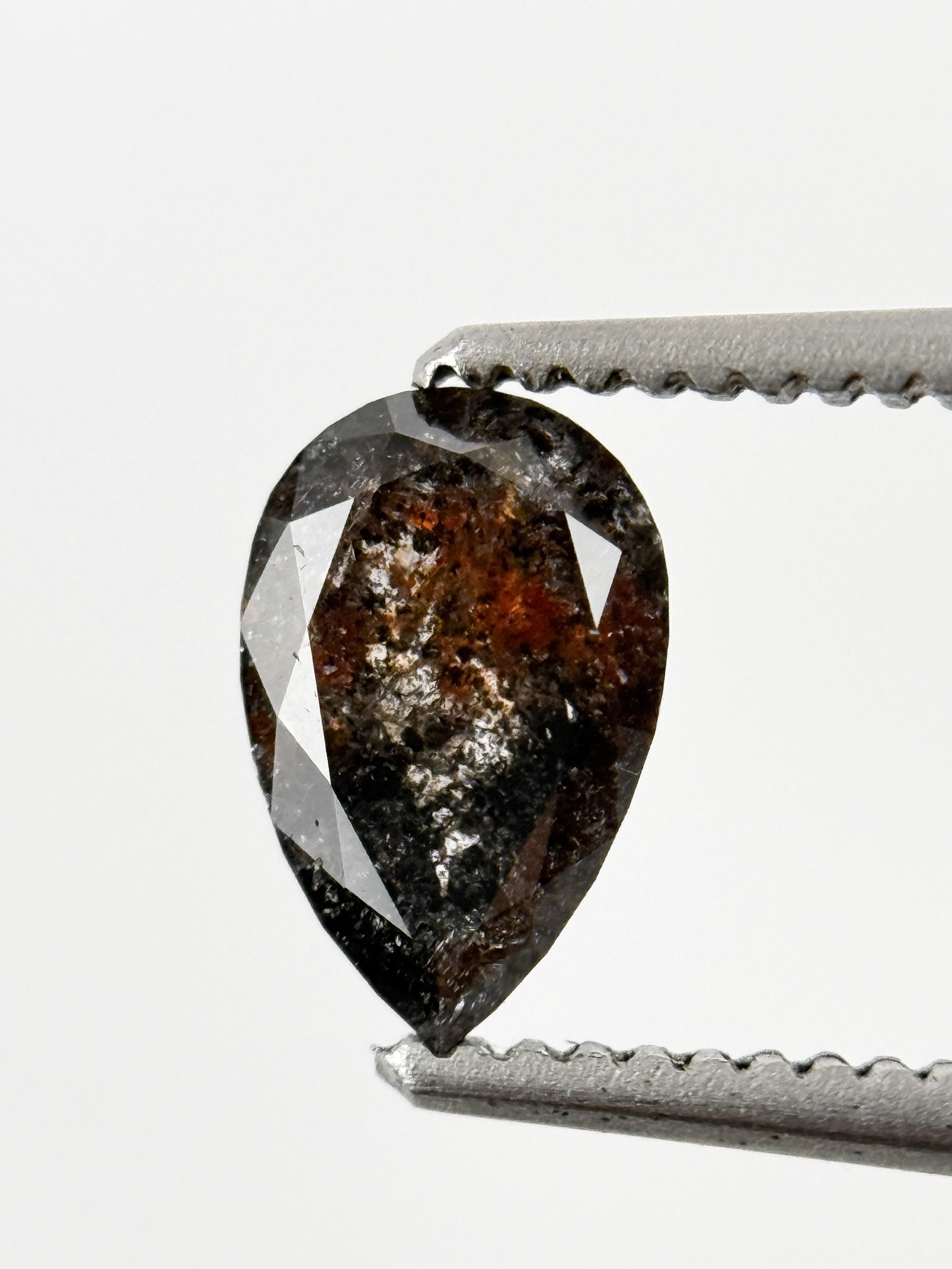 0.71 Ct Pear Rose Cut Grey Natural Galaxy Diamond
