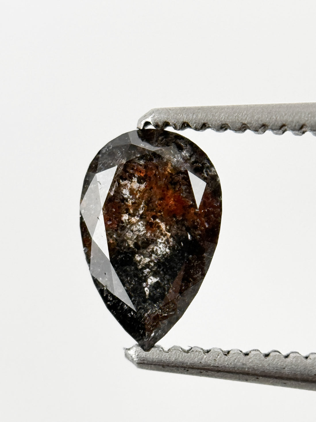 0.71 Ct Pear Rose Cut Grey Natural Galaxy Diamond